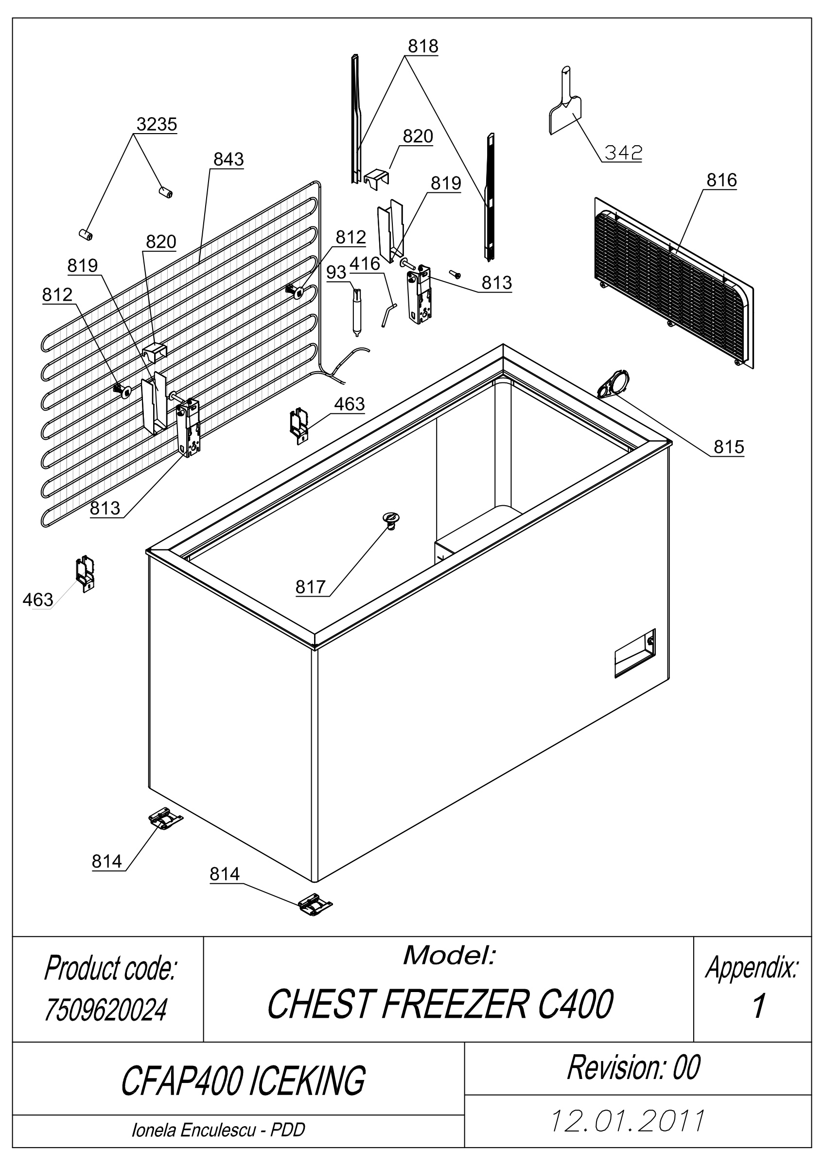 EXPLODED VIEW CABINET CFAP400 ICEKING _UK