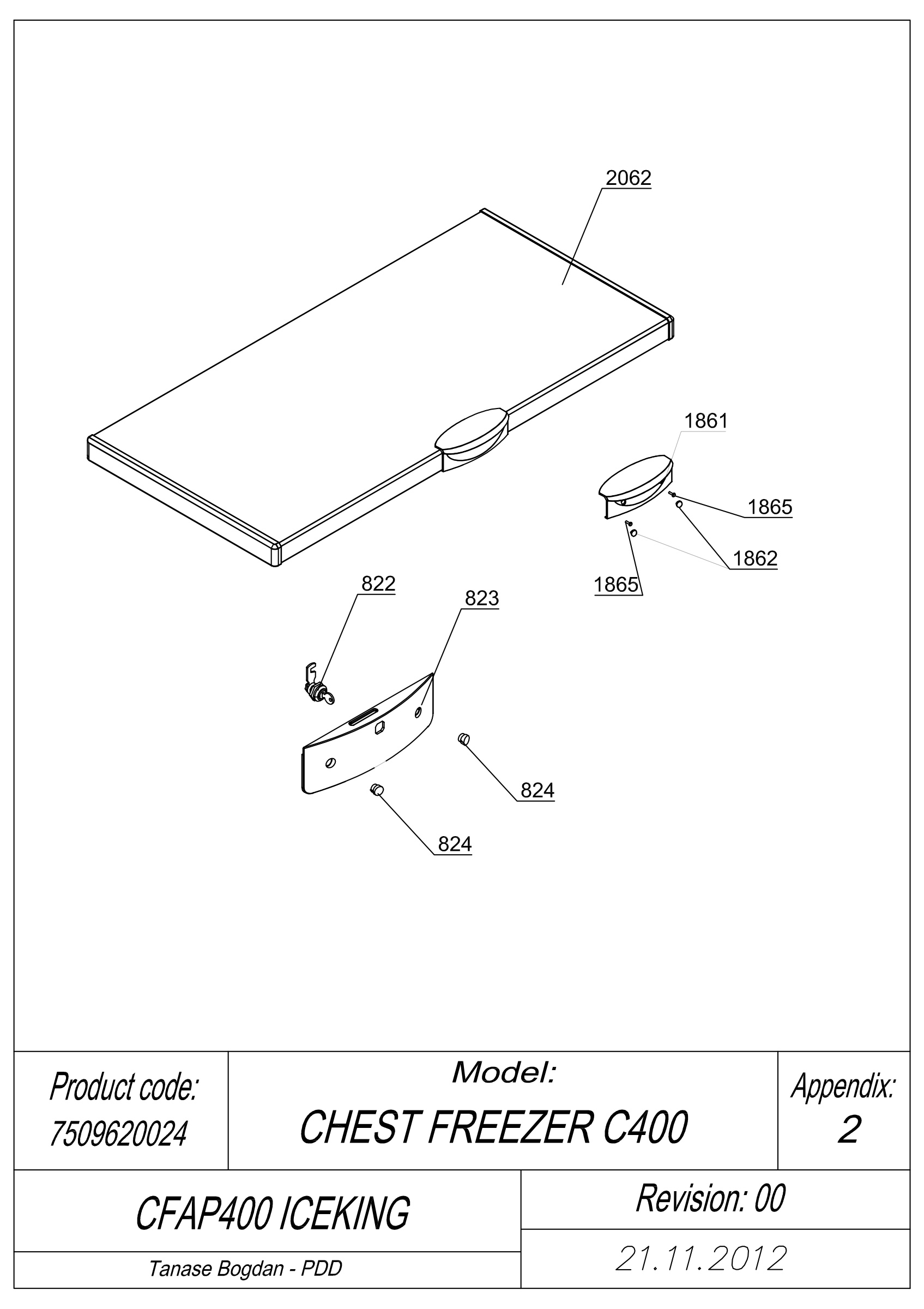 EXPLODED VIEW DOOR CFAP400 ICEKING _UK