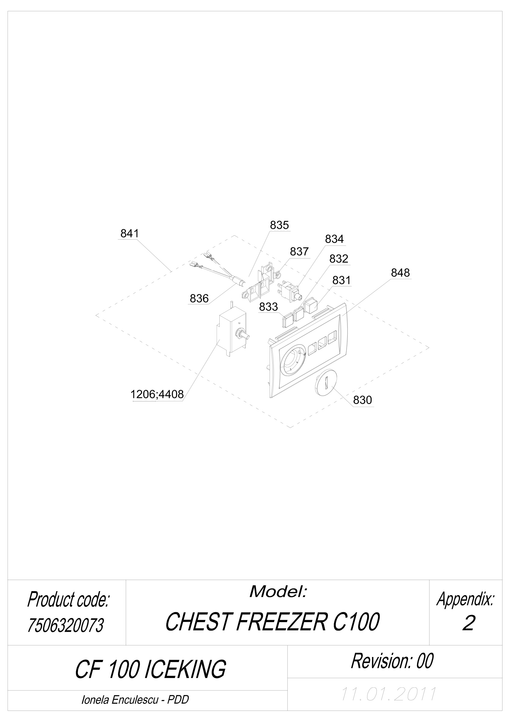 EXPLODED VIEW THERMOSTAT CF 100 ICEKING_UK