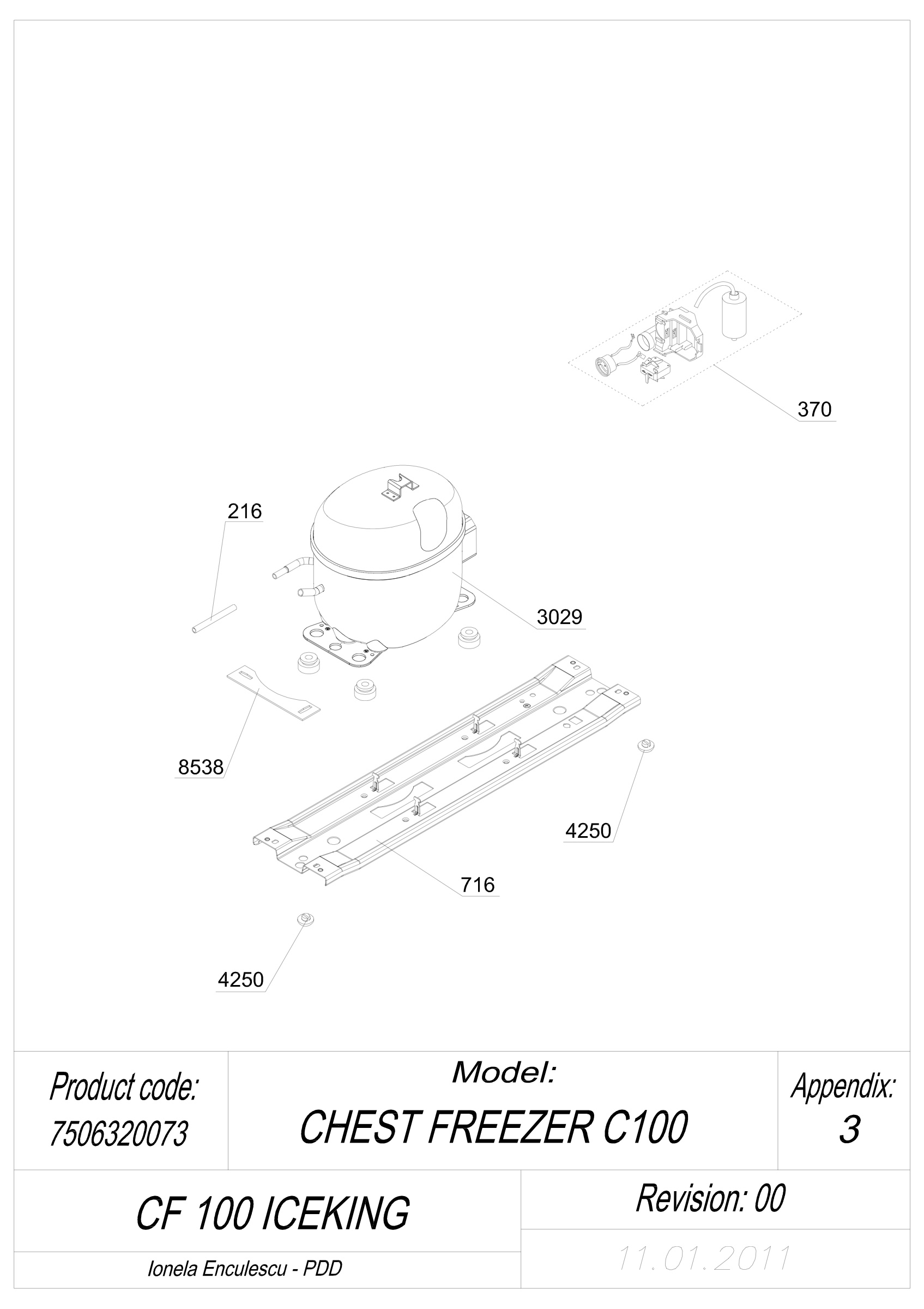 EXPLODED VIEW COMPRESSOR_TYPE 2 CF 100 ICEKING_UK