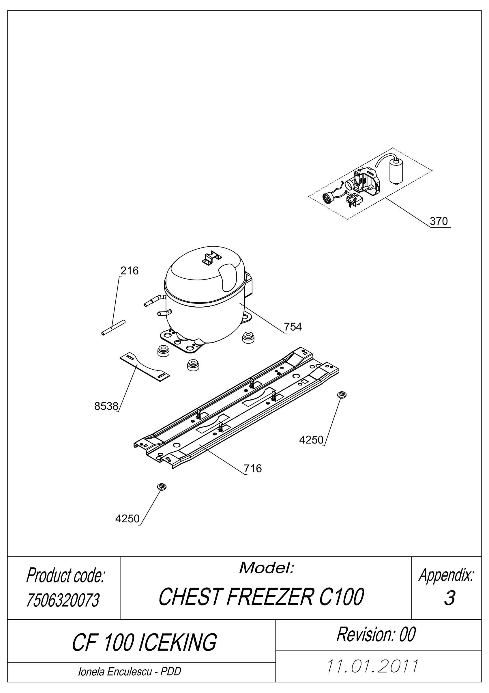 EXPLODED VIEW COMPRESSOR CF 100 ICEKING_UK
