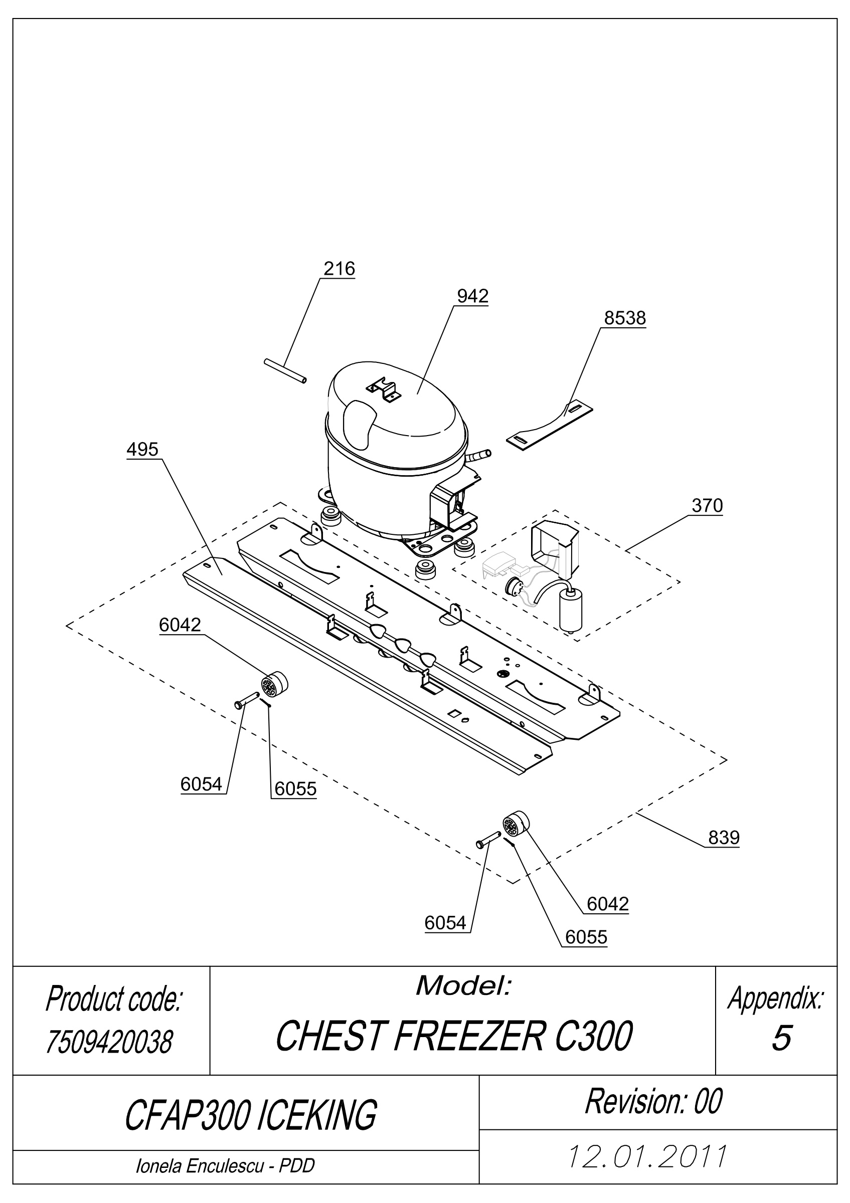 EXPLODED VIEW COMPRESSOR_TYPE 2 CFAP300 ICEKING