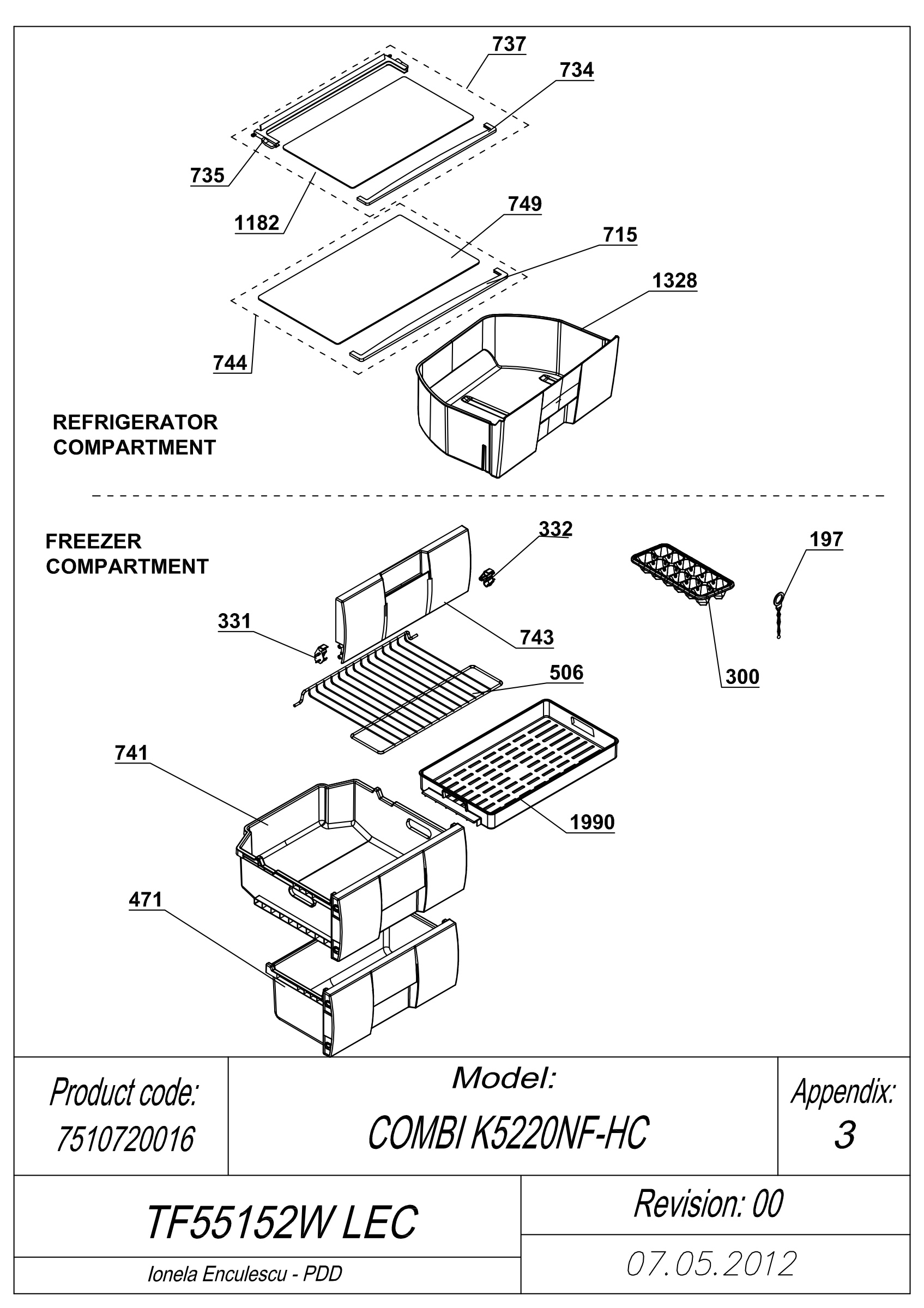 EXPLODED VIEW SHELVES TF55152W LEC