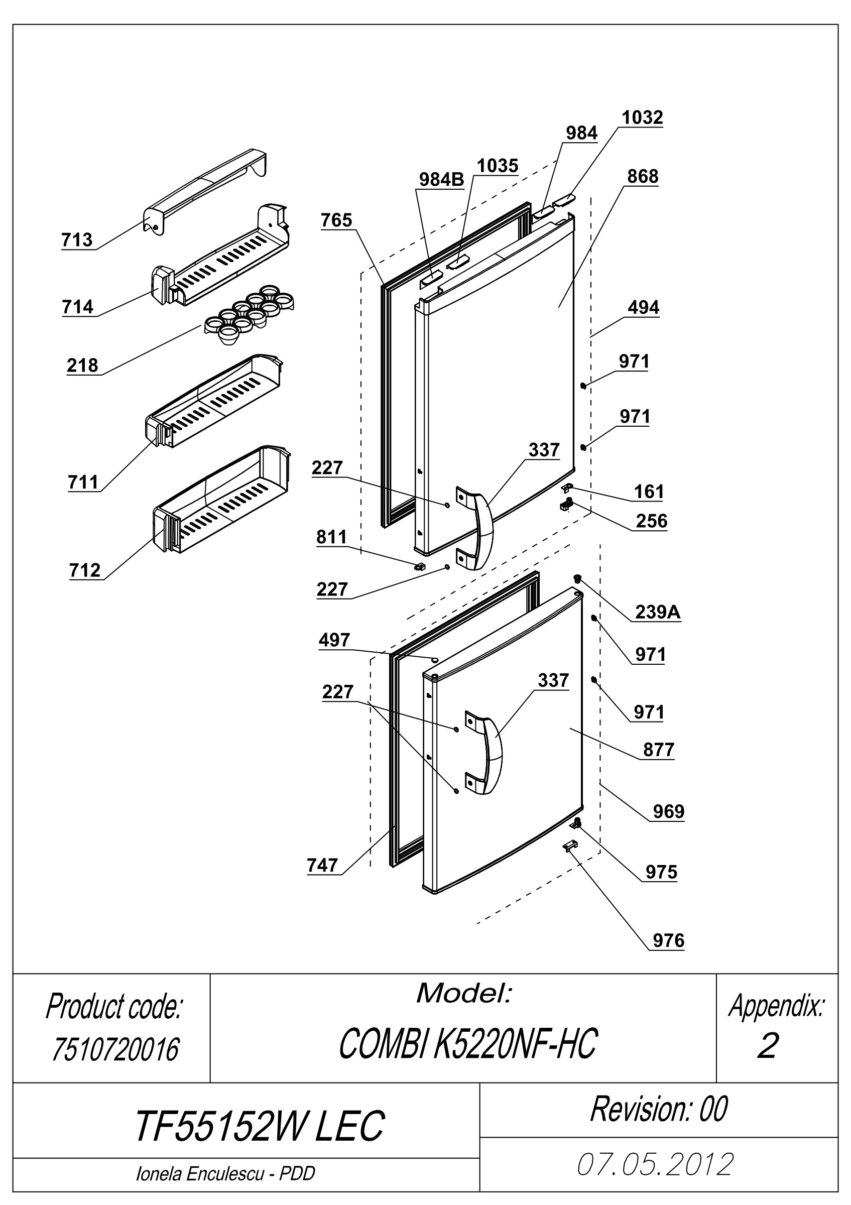 EXPLODED VIEW DOORS TF55152W LEC