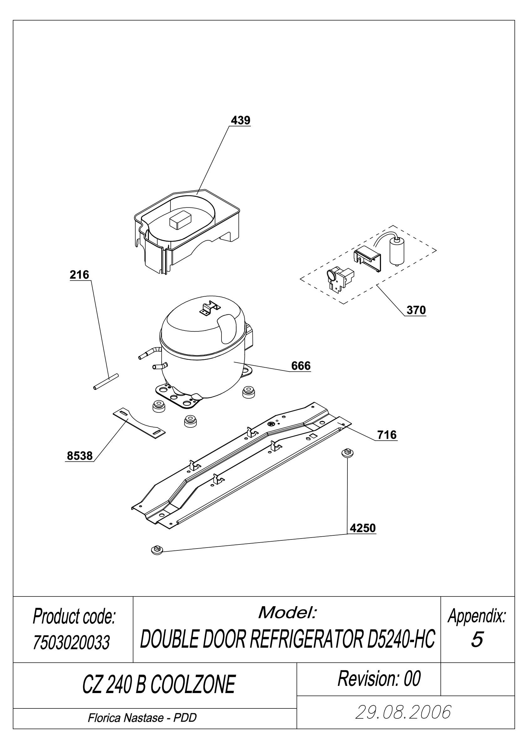 EXPLODED VIEW COMPRESSOR COOLZONE CZ240B