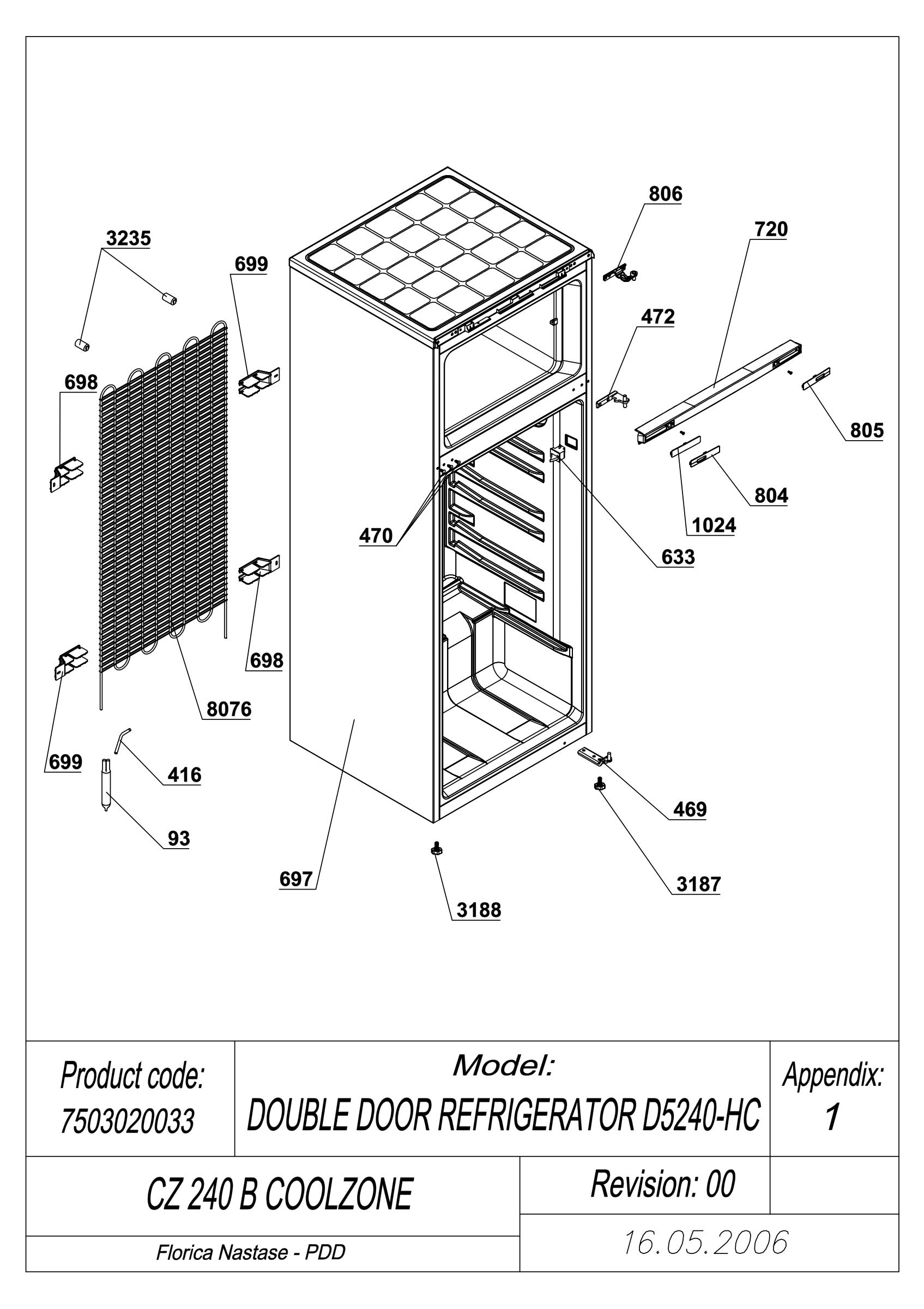 EXPLODED VIEW CABINET COOLZONE CZ240B