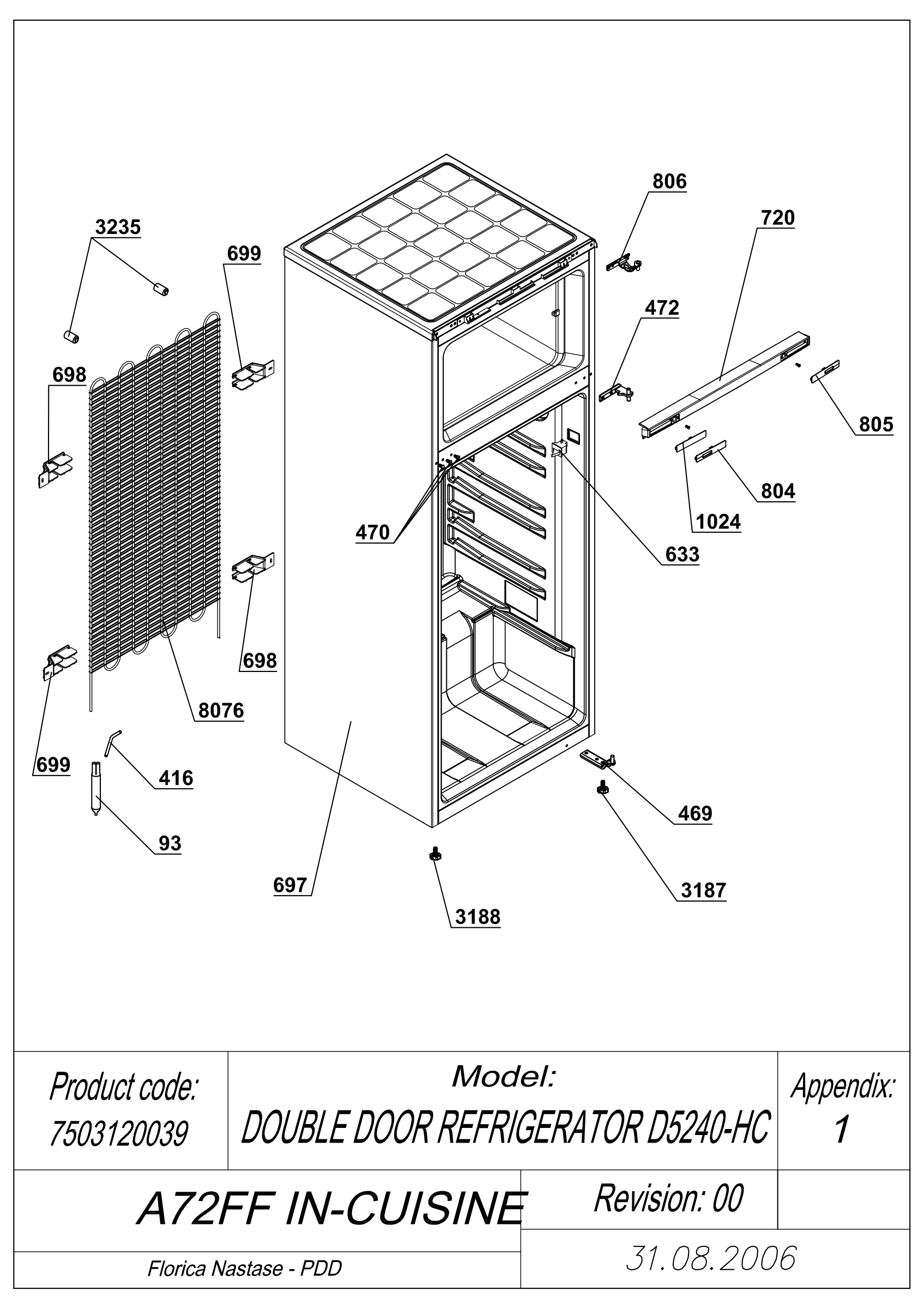 EXPLODED VIEW CABINET IN-CUISINE A72FF