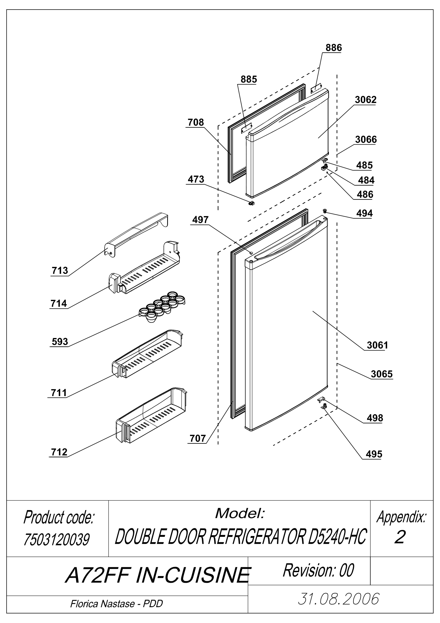 EXPLODED VIEW DOORS IN-CUISINE A72FF