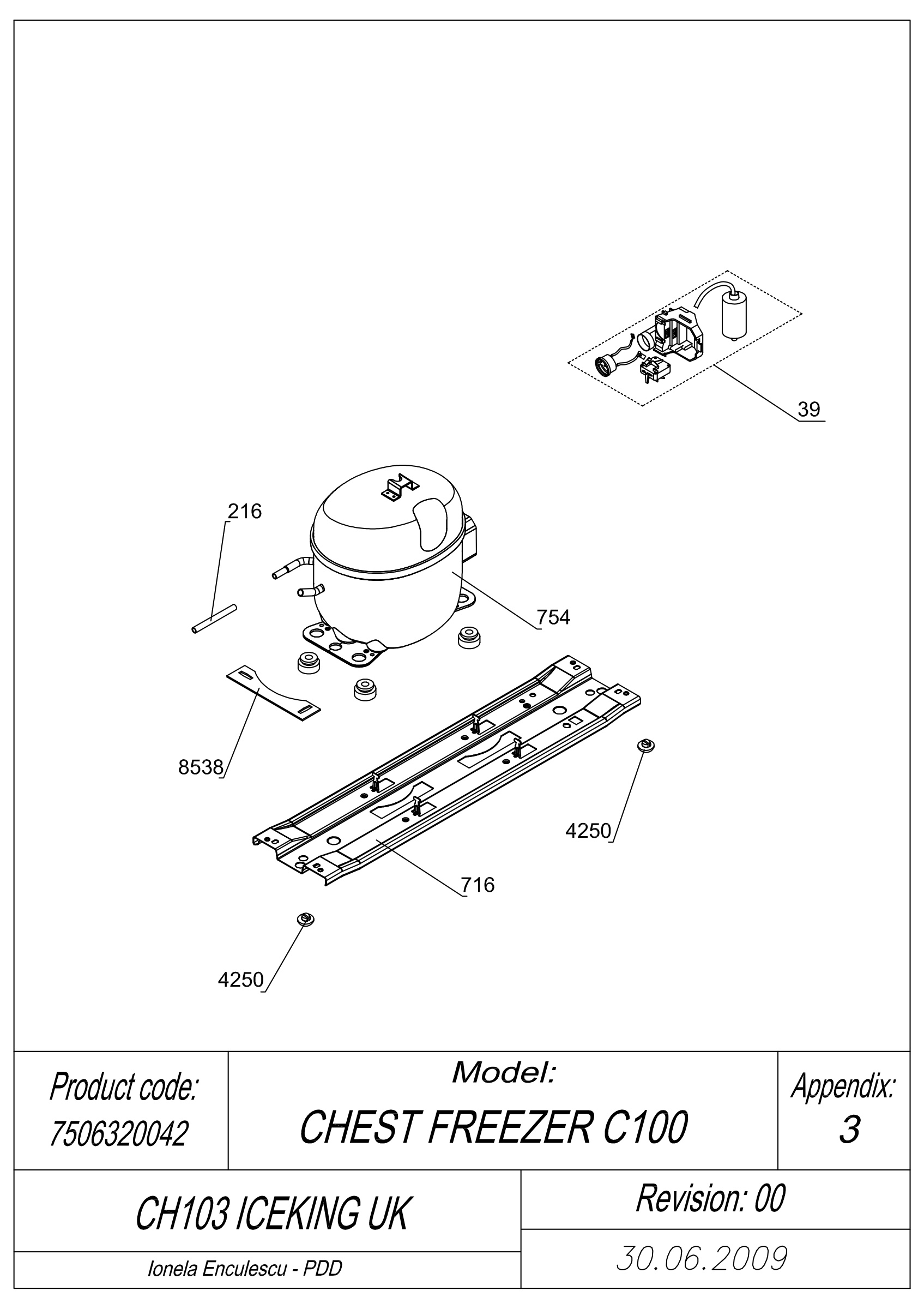 EXPLODED VIEW COMPRESSOR JIAXIPERA CH103 ICEKING