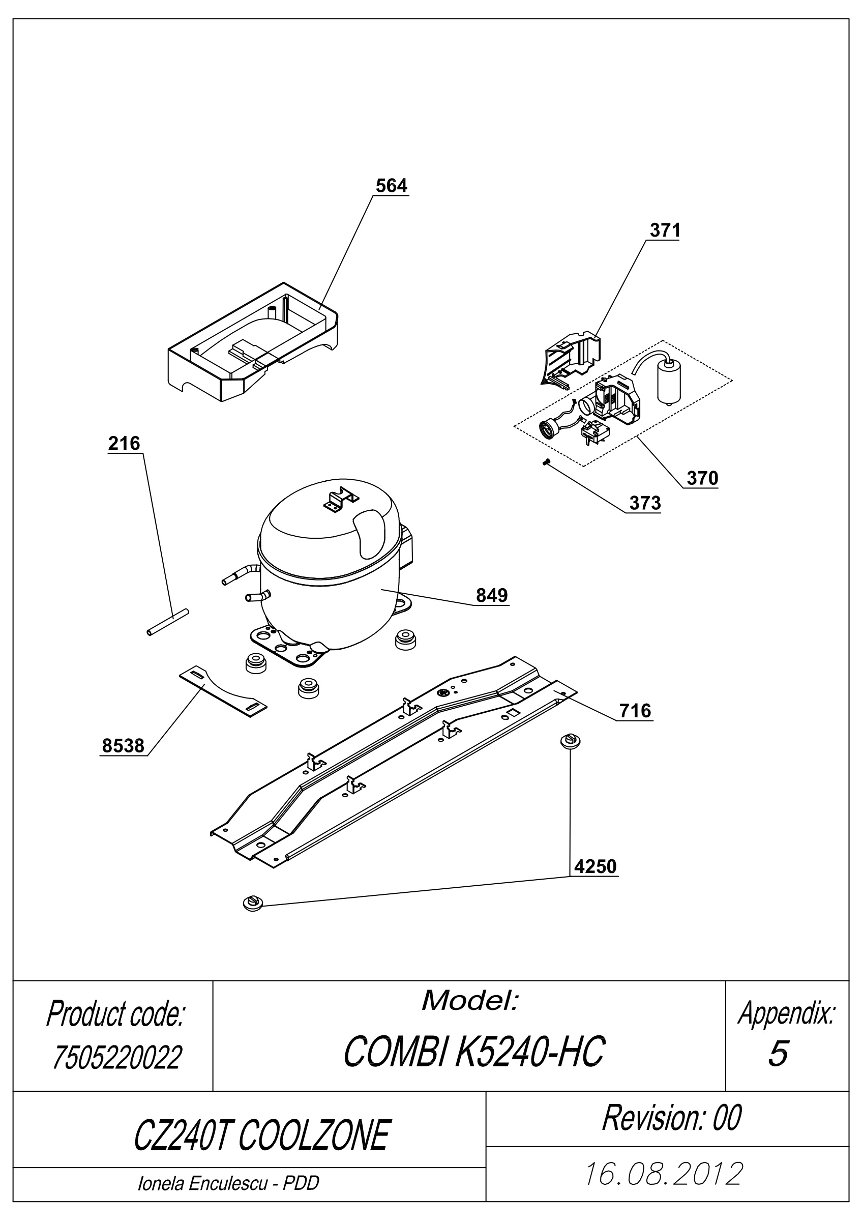 EXPLODED VIEW COMPRESSOR_HQY CZ 240T COOLZONE