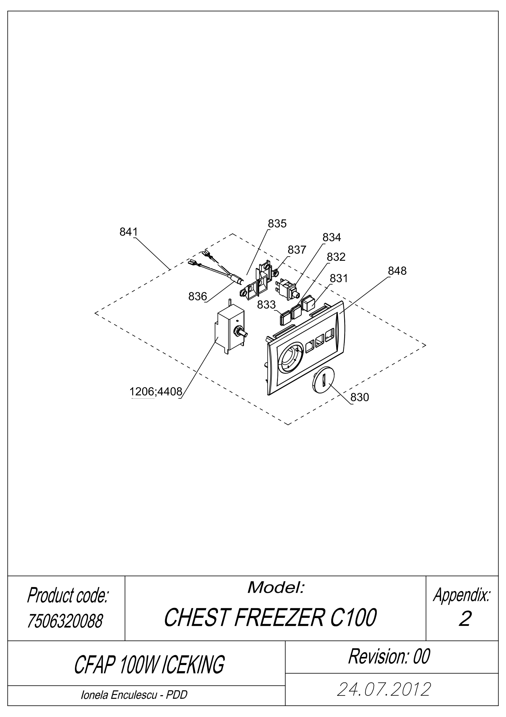 EXPLODED VIEW THERMOSTAT CFAP 100W ICEKING_