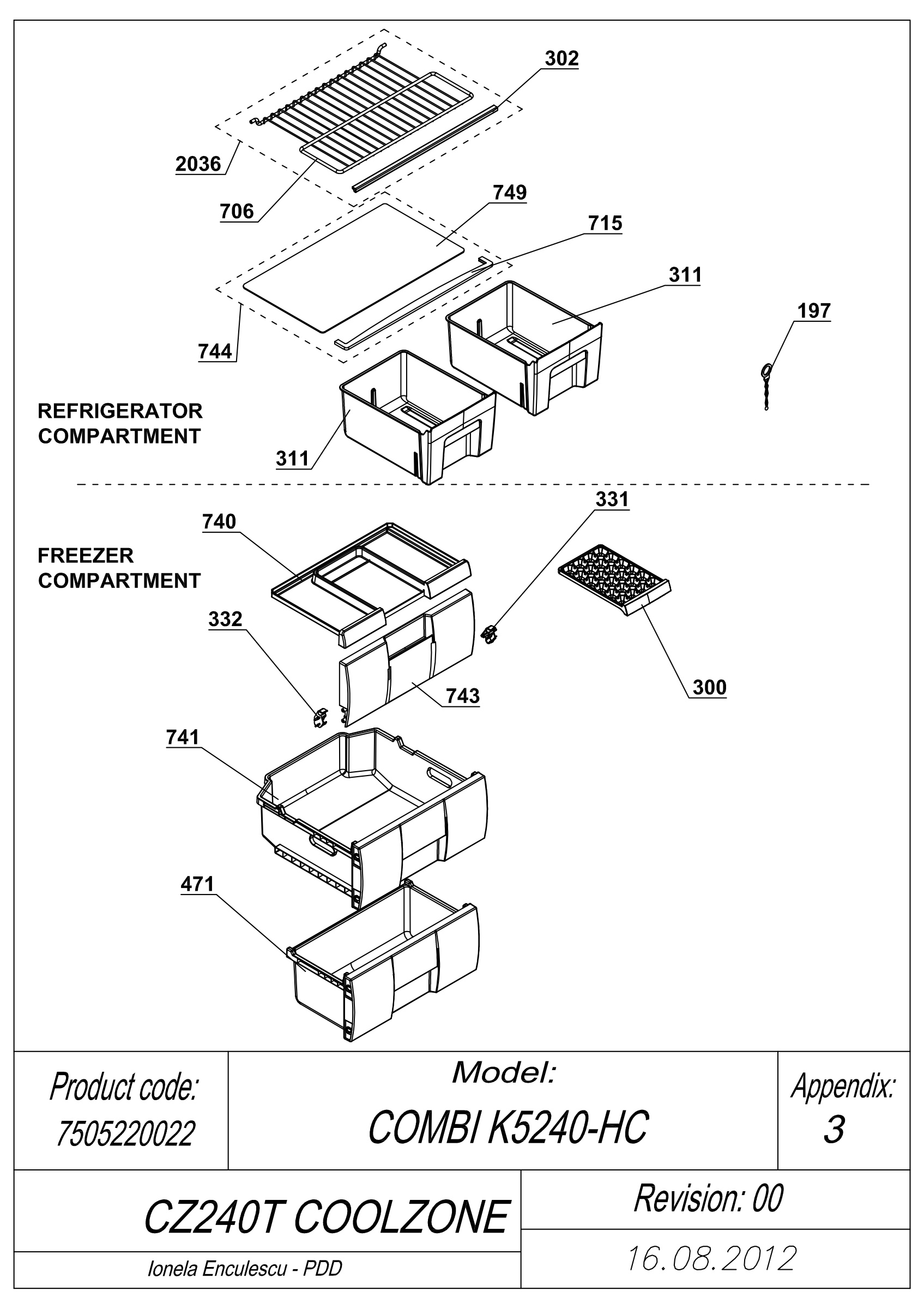 EXPLODED VIEW SHELVES CZ 240T COOLZONE
