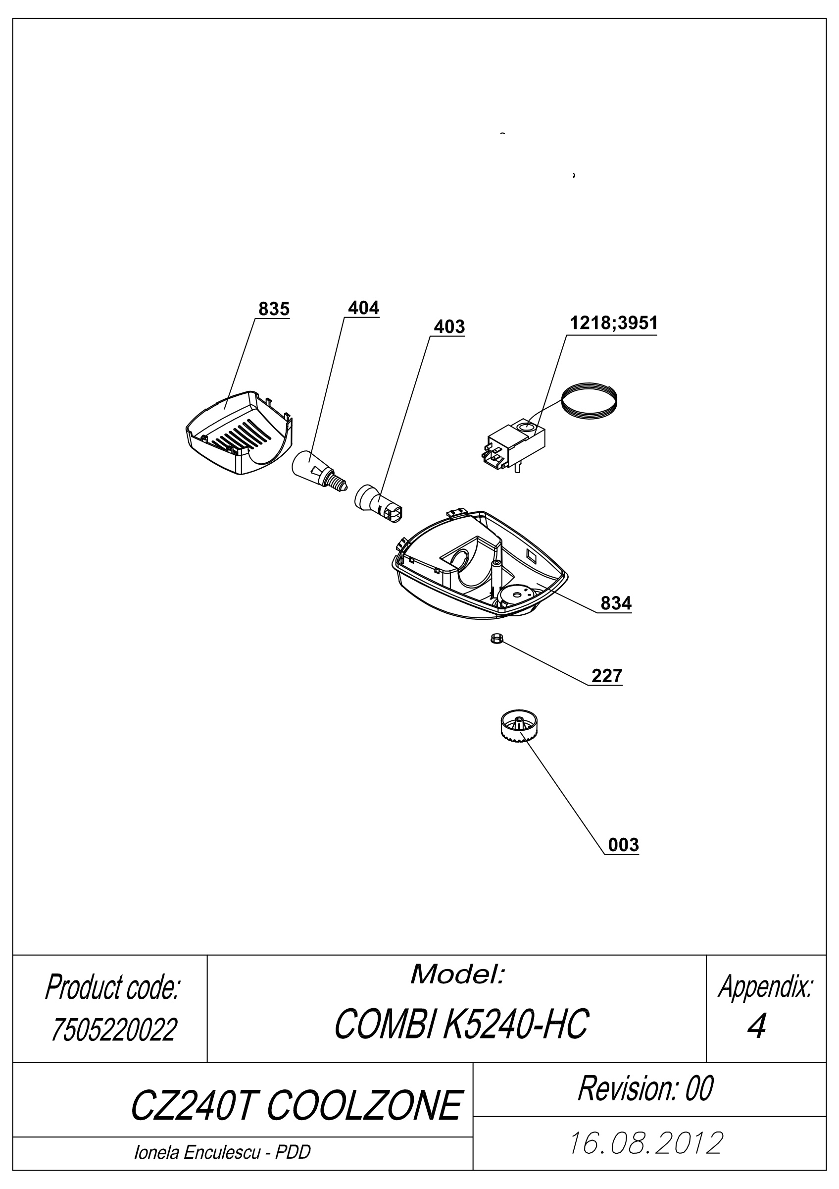 EXPLODED VIEW LAMP CZ 240T COOLZONE