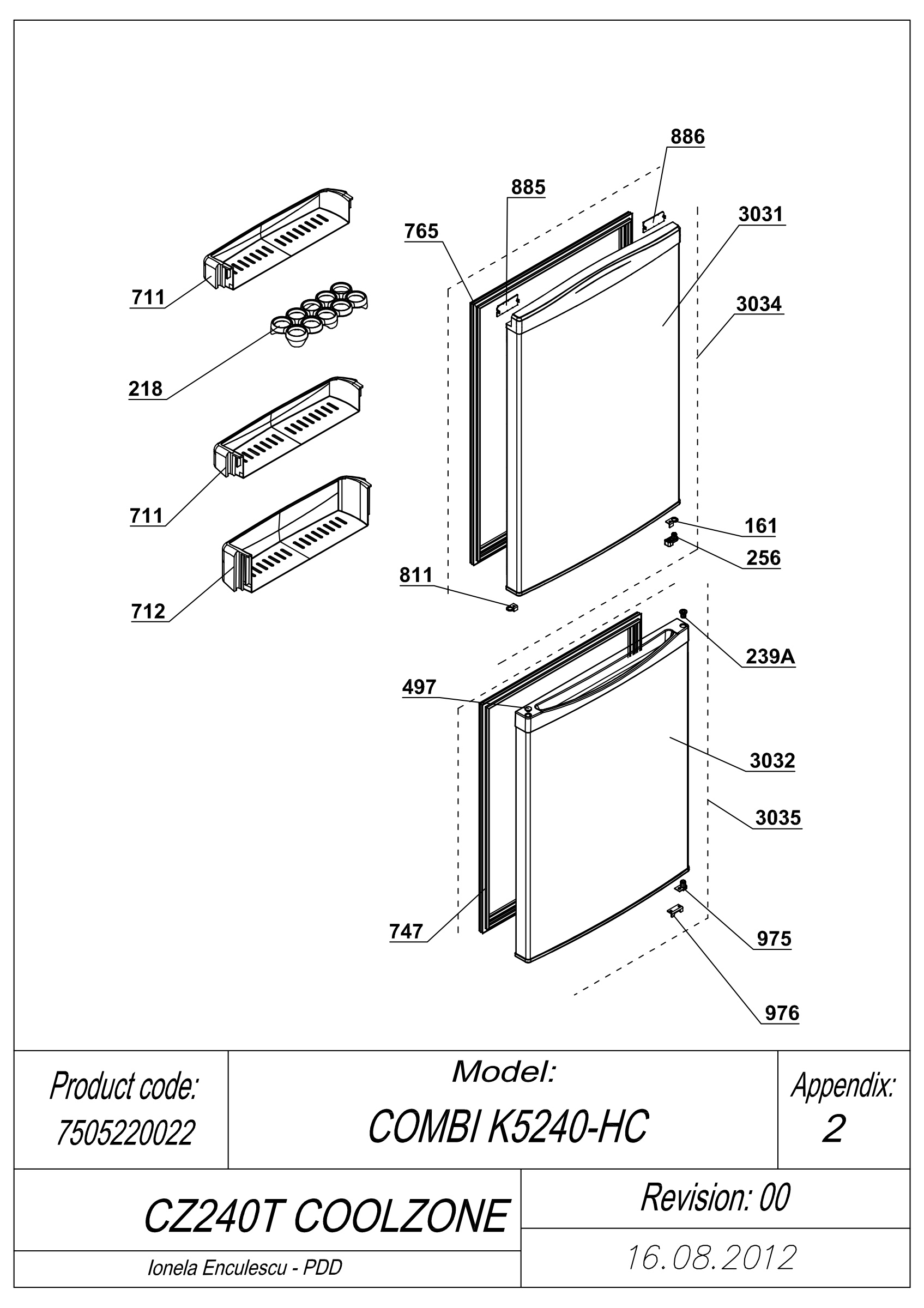 EXPLODED VIEW DOORS CZ 240T COOLZONE