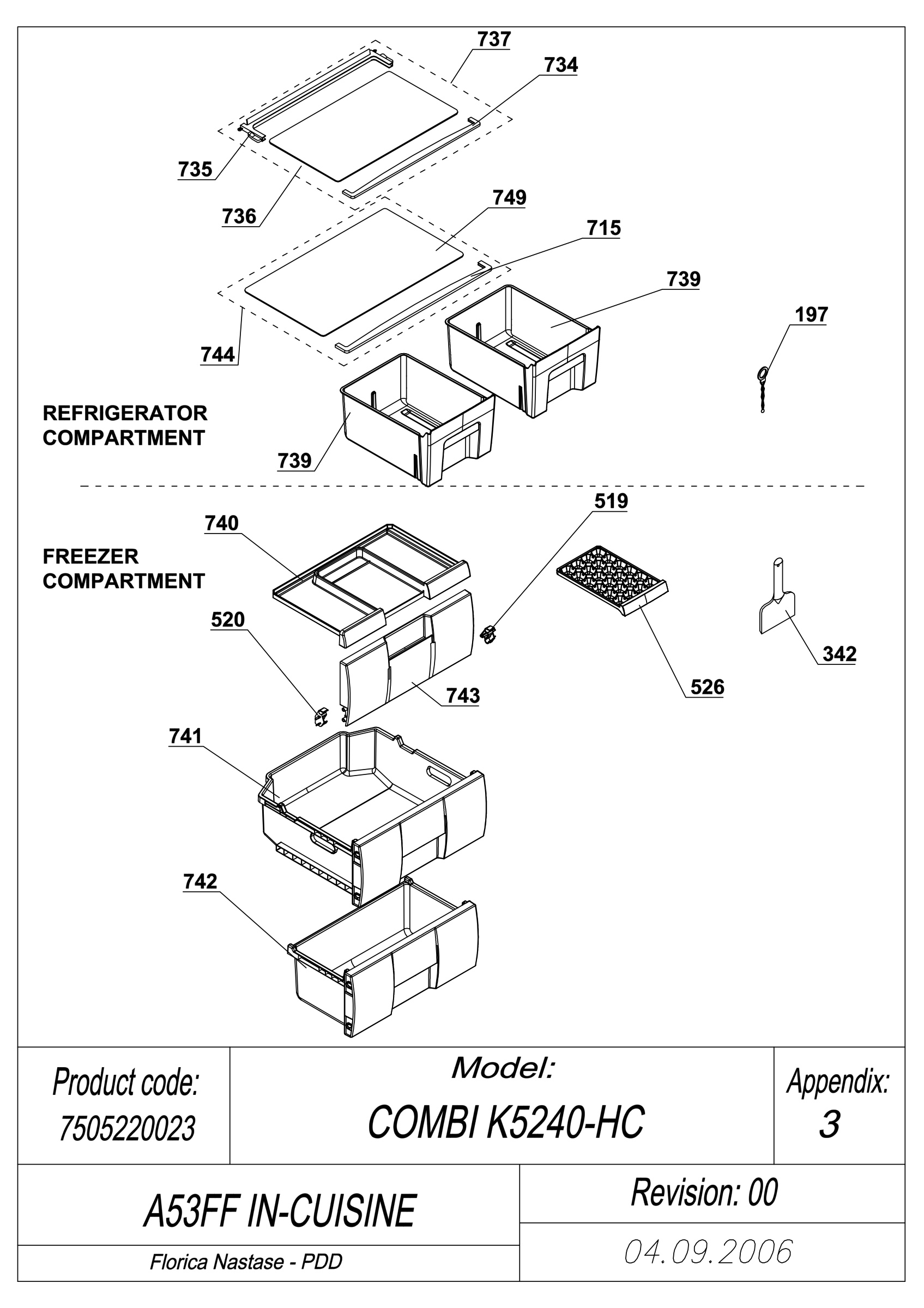 EXPLODED VIEW SHELFS A53FF IN-CUISINE