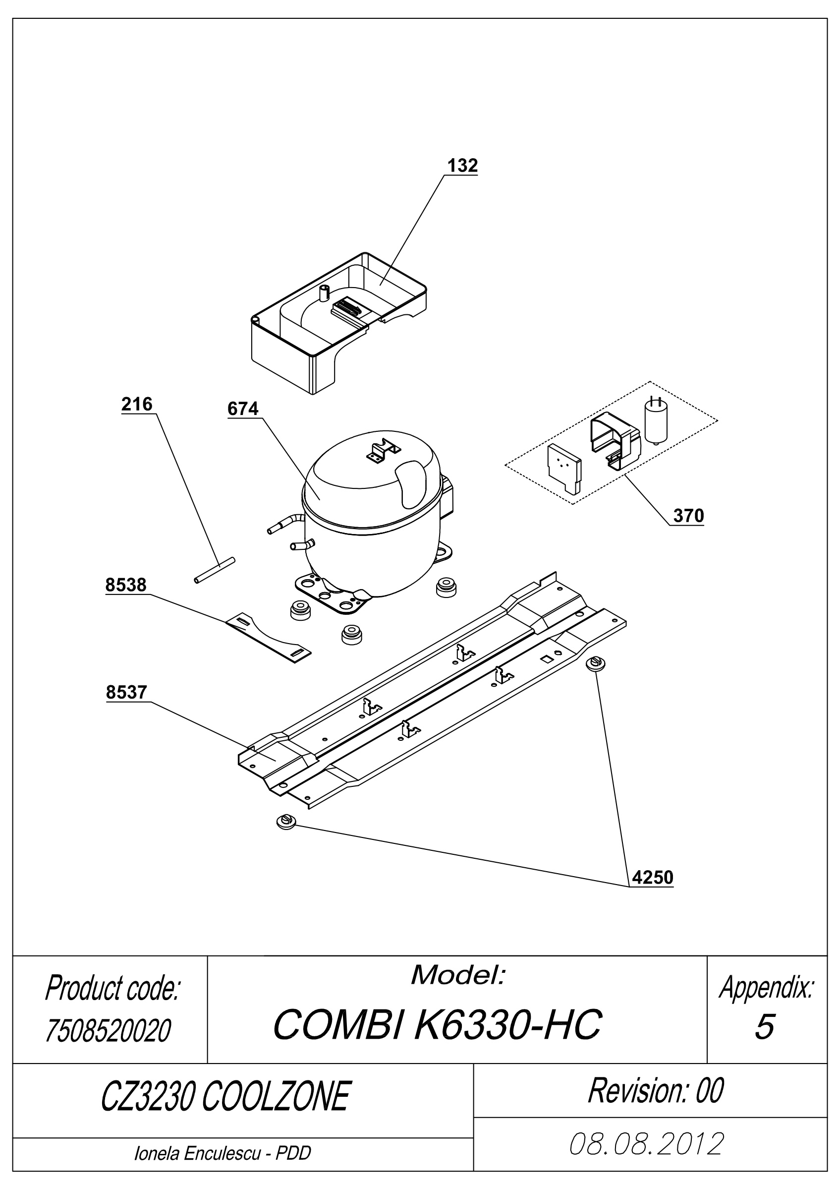 EXPLODED VIEW COMPRESSOR CZ320 COOLZONE
