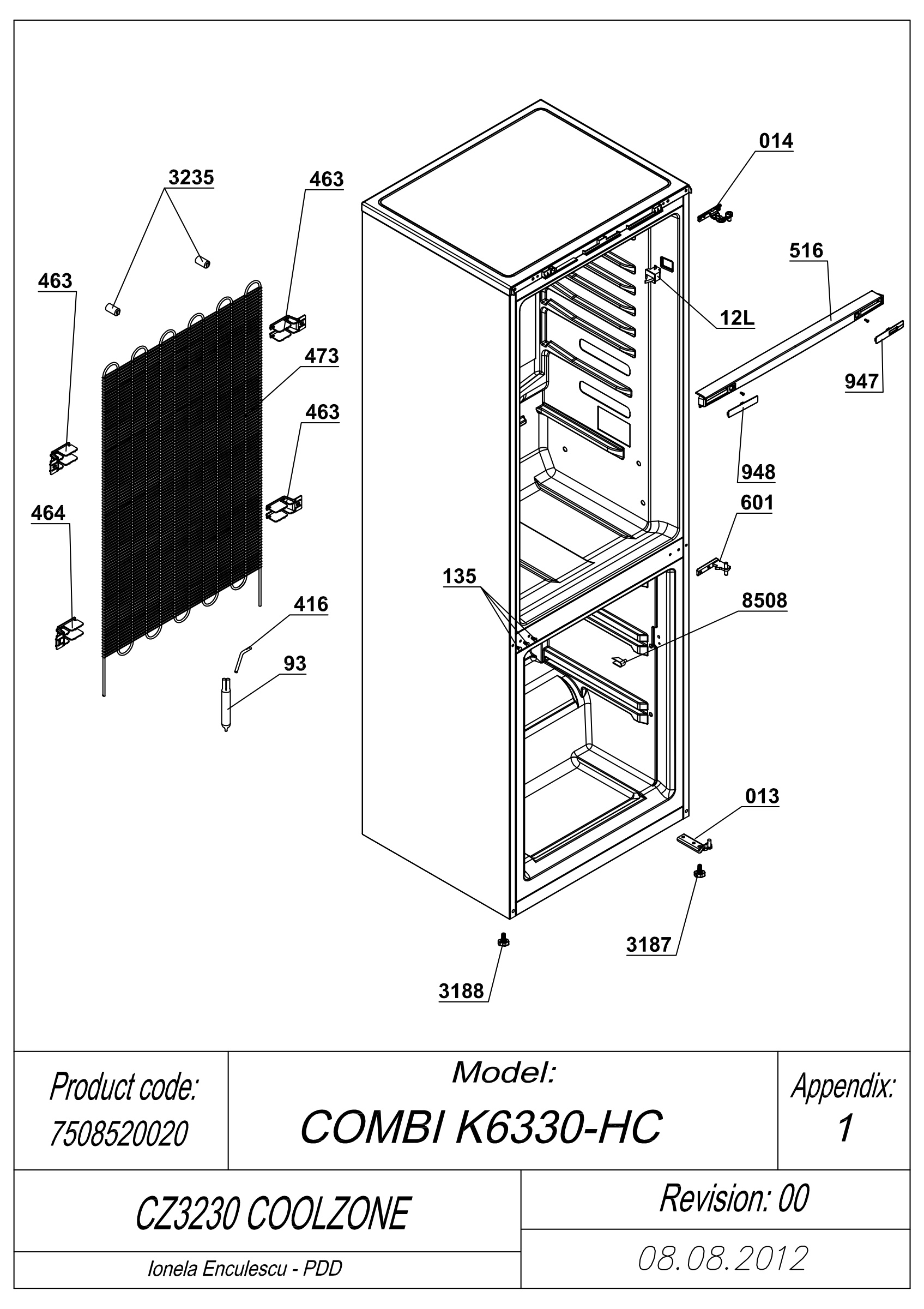 EXPLODED VIEW CABINET CZ320 COOLZONE