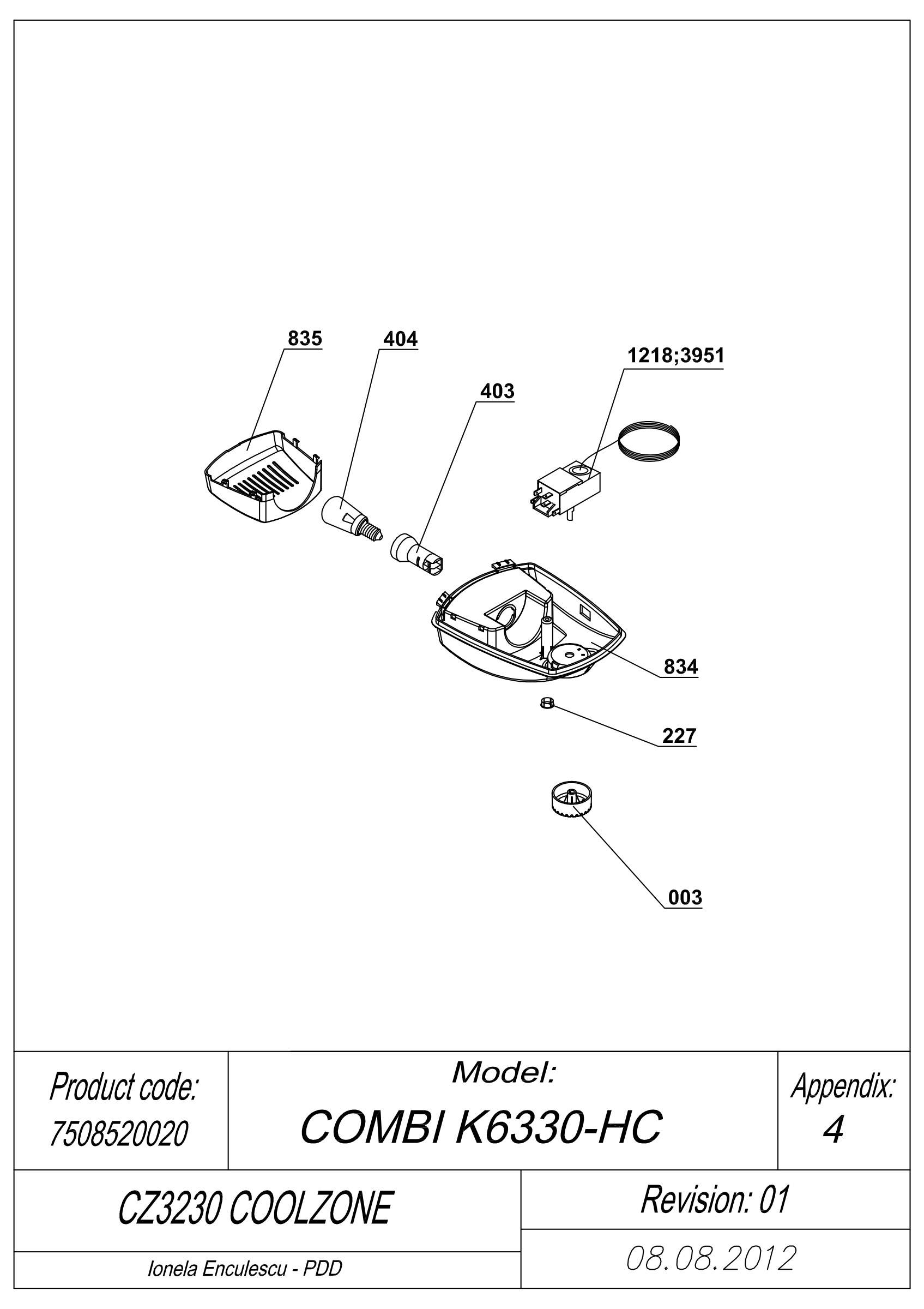 EXPLODED VIEW THERMOSTAT CZ320 COOLZONE