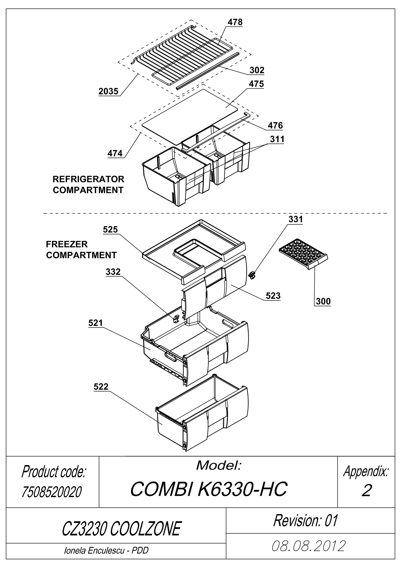 EXPLODED VIEW SHELVES CZ320 COOLZONE