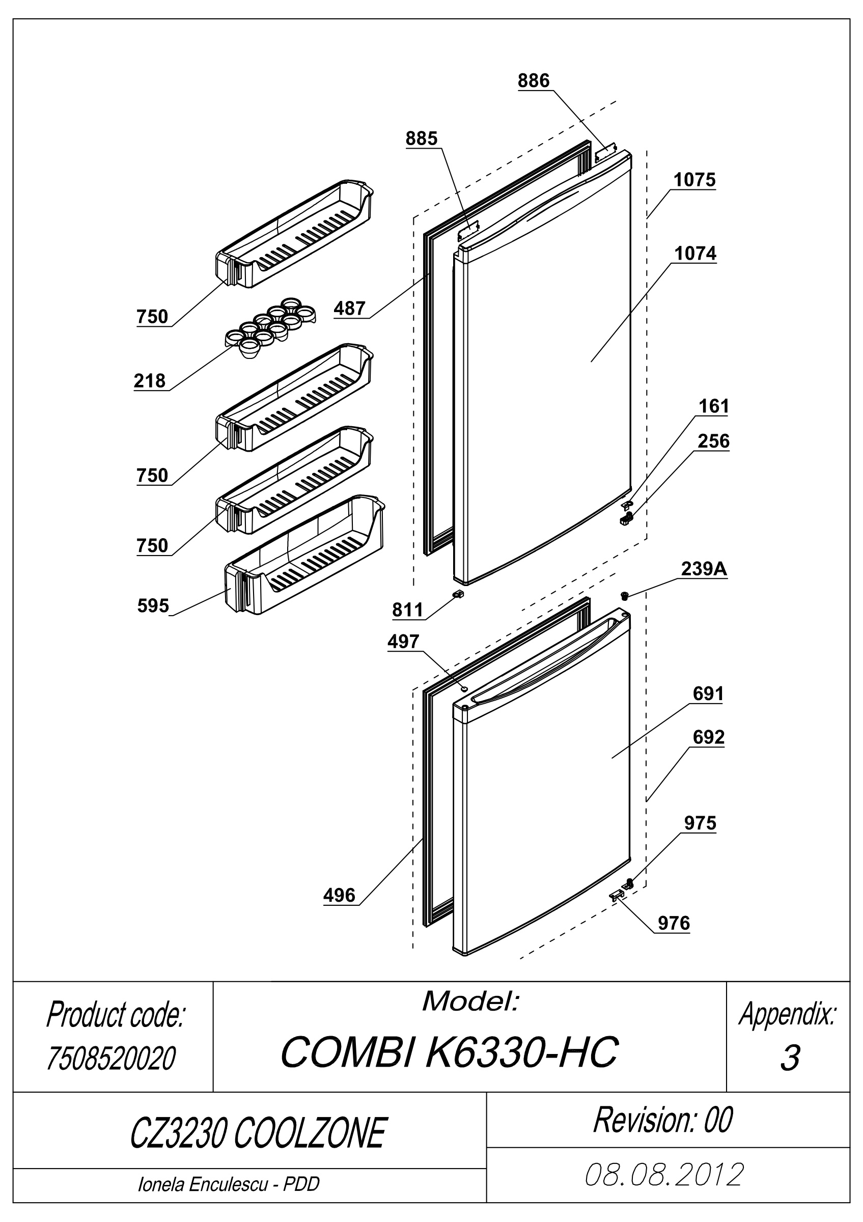 EXPLODED VIEW DOORS CZ320 COOLZONE