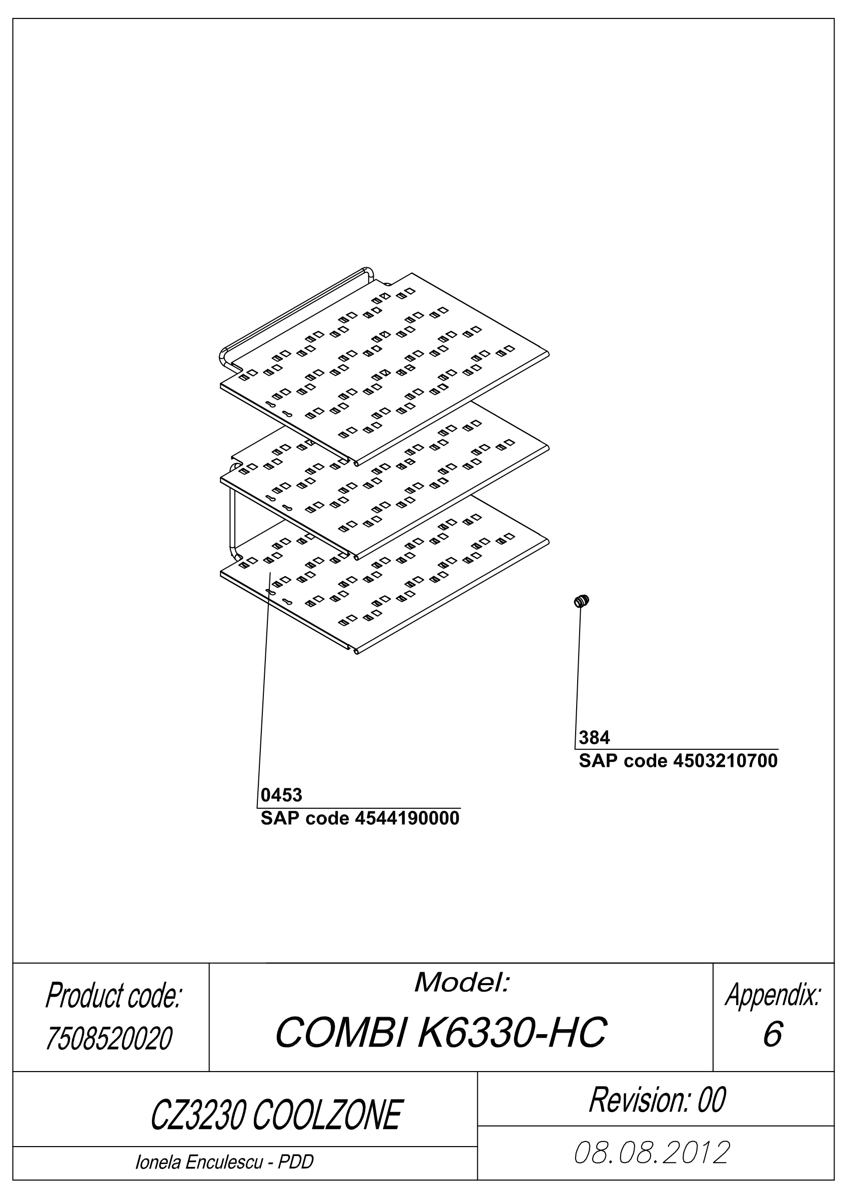 EXPLODED VIEW EVAPORATOR CZ320 COOLZONE