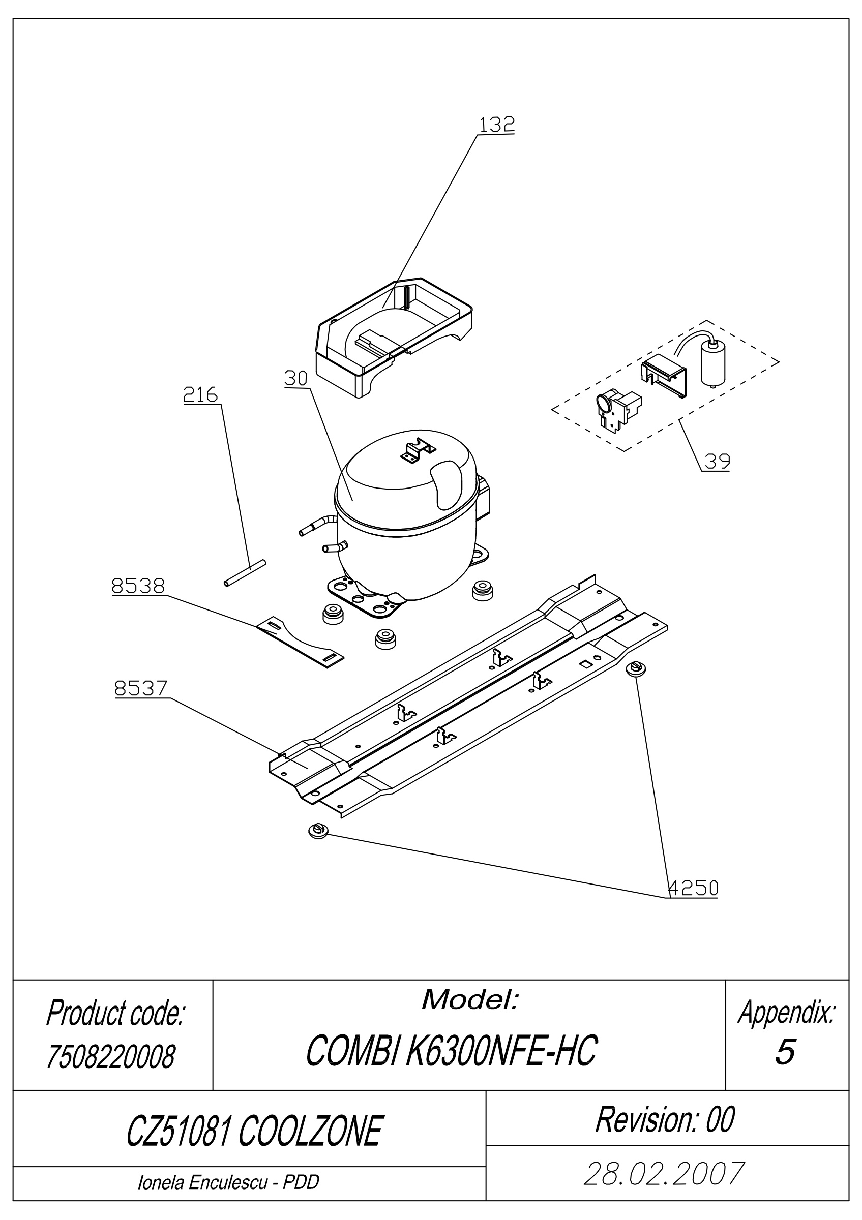 EXPLODED VIEW COMPRESSOR_JIAXIPERA CZ51081 COOLZONE