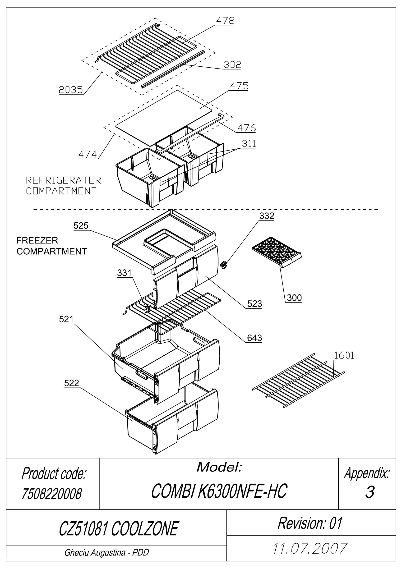EXPLODED VIEW SHELVES CZ51081 COOLZONE