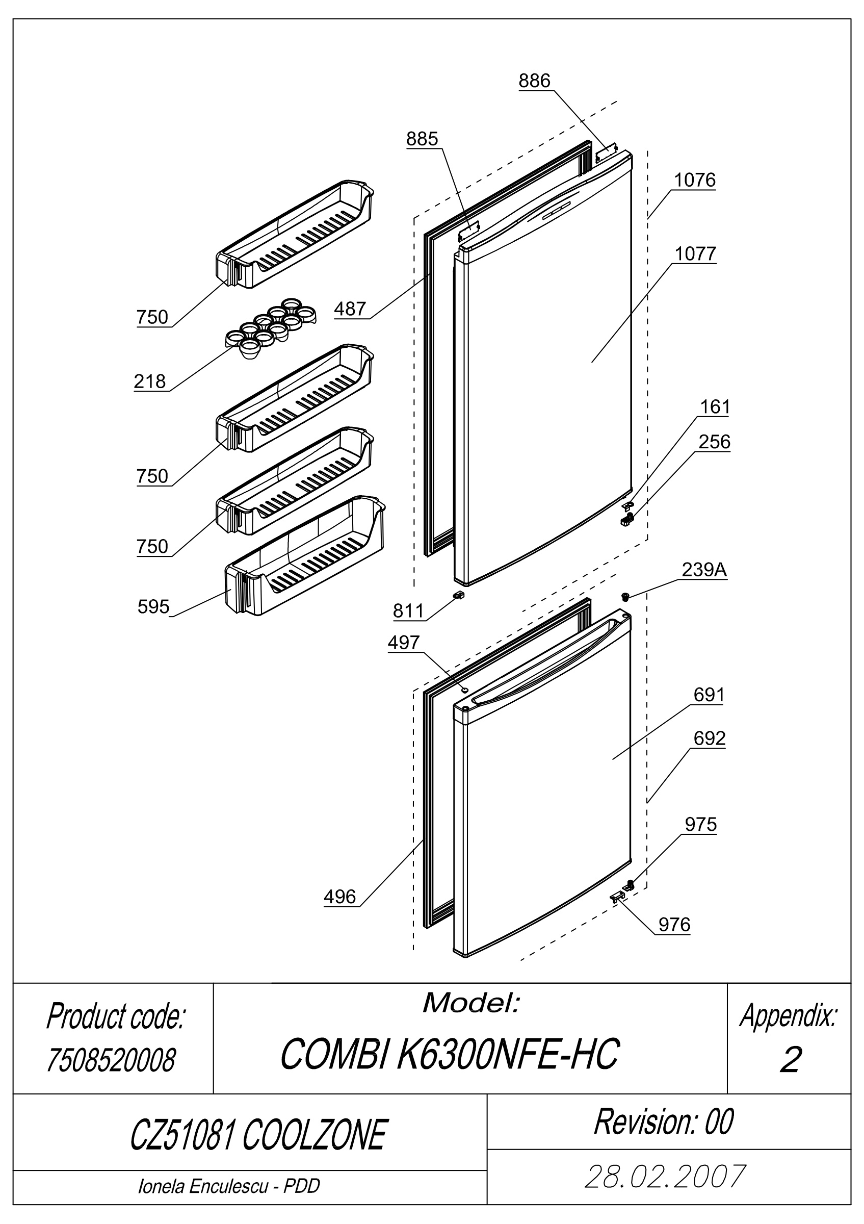 EXPLODED VIEW DOORS CZ51081 COOLZONE