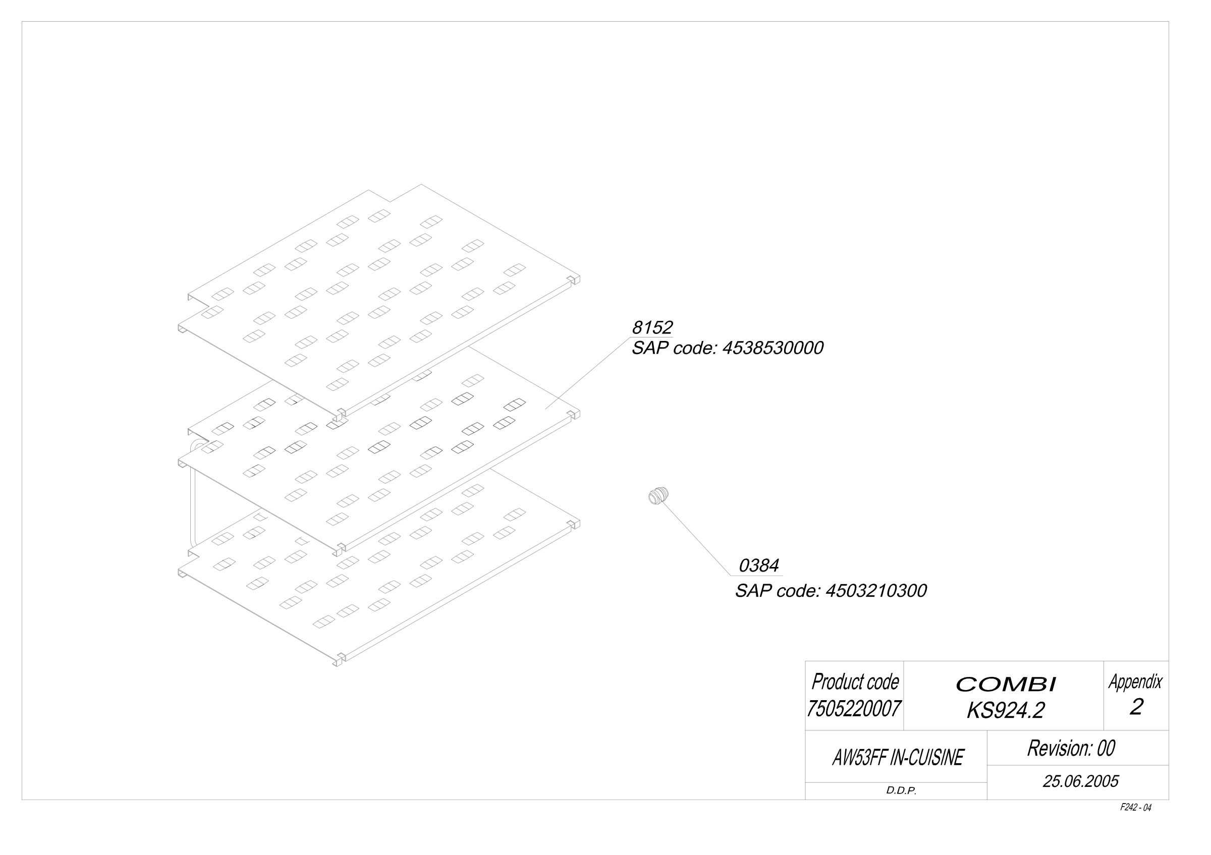 EXPLODED VIEW EVAPORATOR AW53FF IN-CUISINE