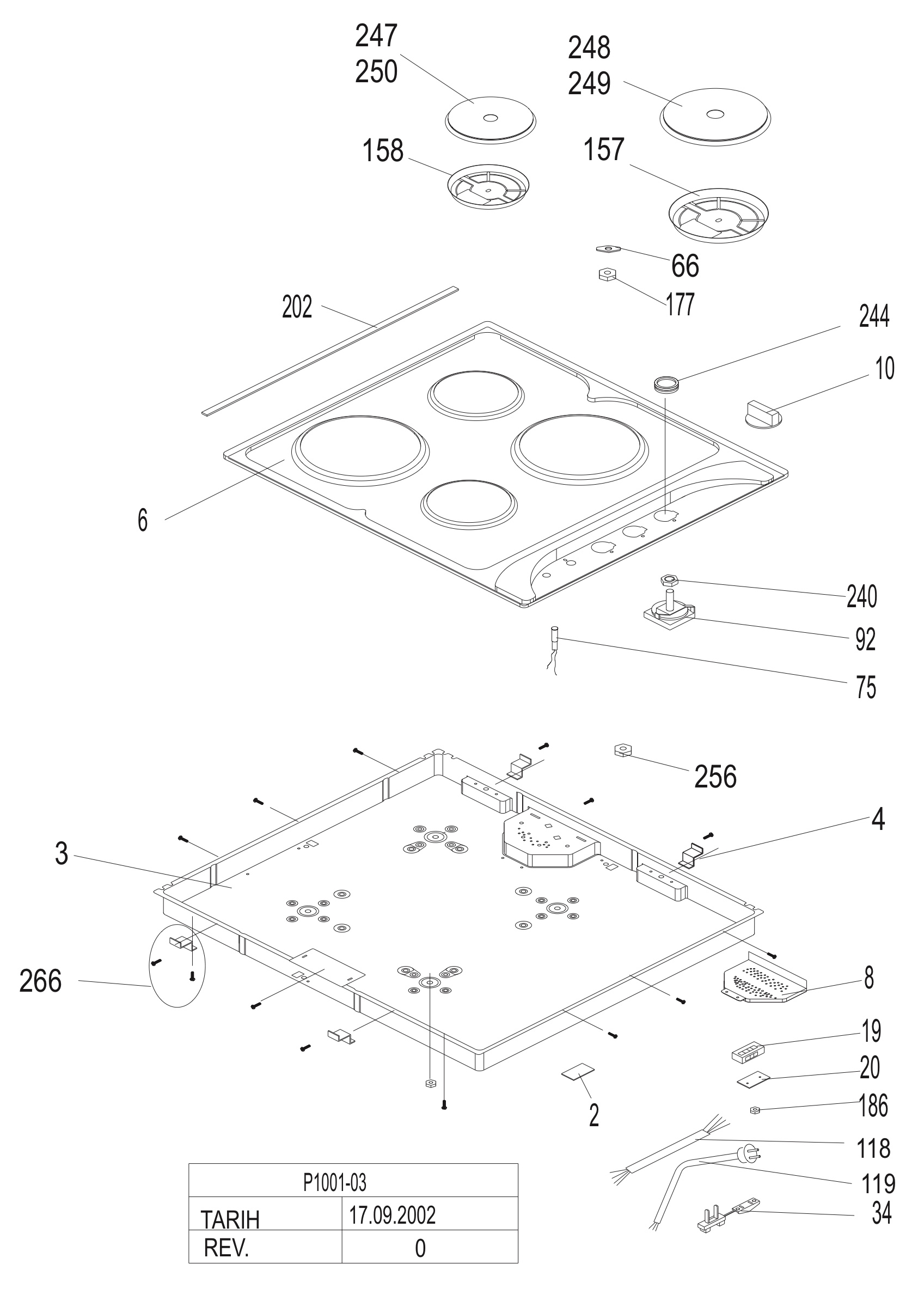 BUILT IN HOB 4 SOLID HOTPLATES