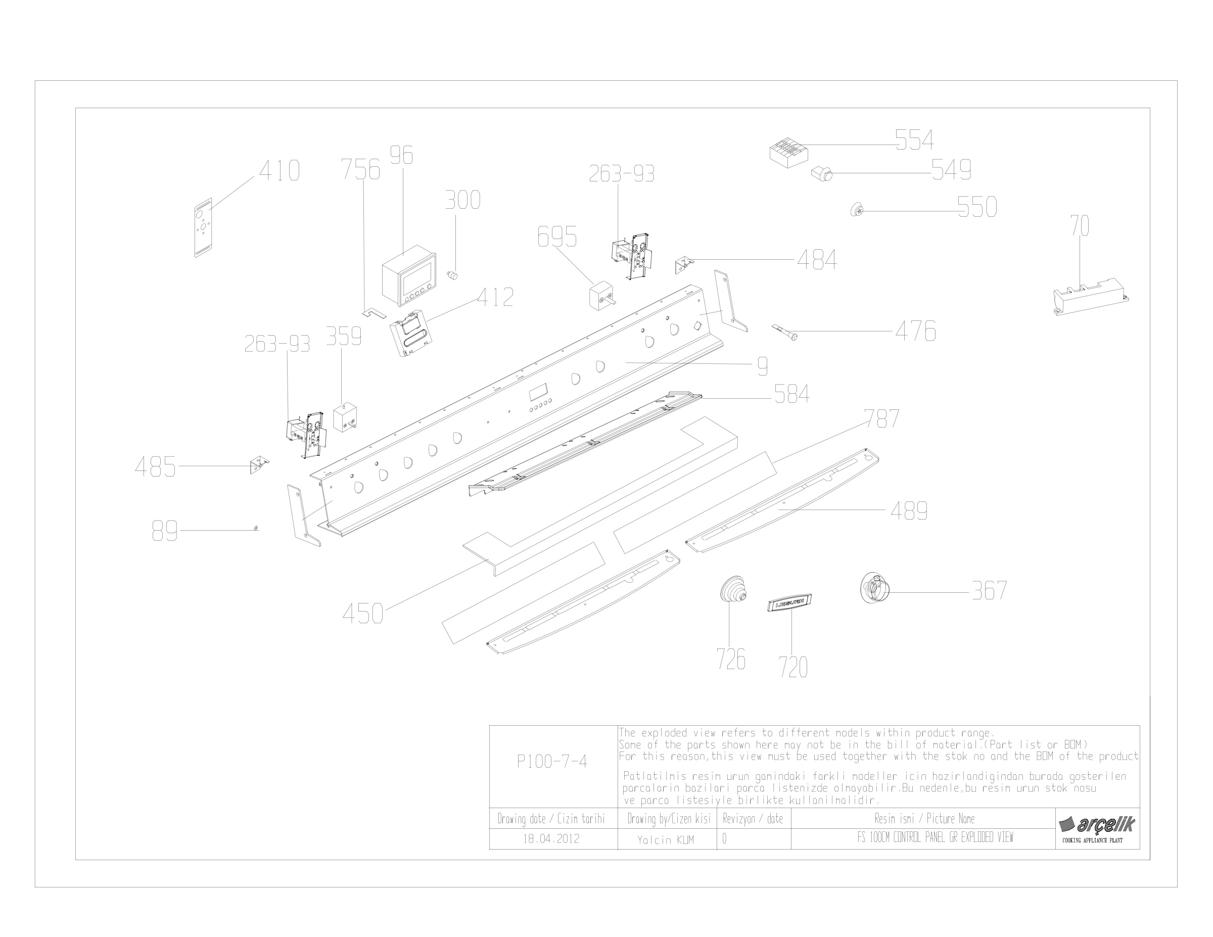 FS 100CM CONTROL PANEL EXPLODED VIEW