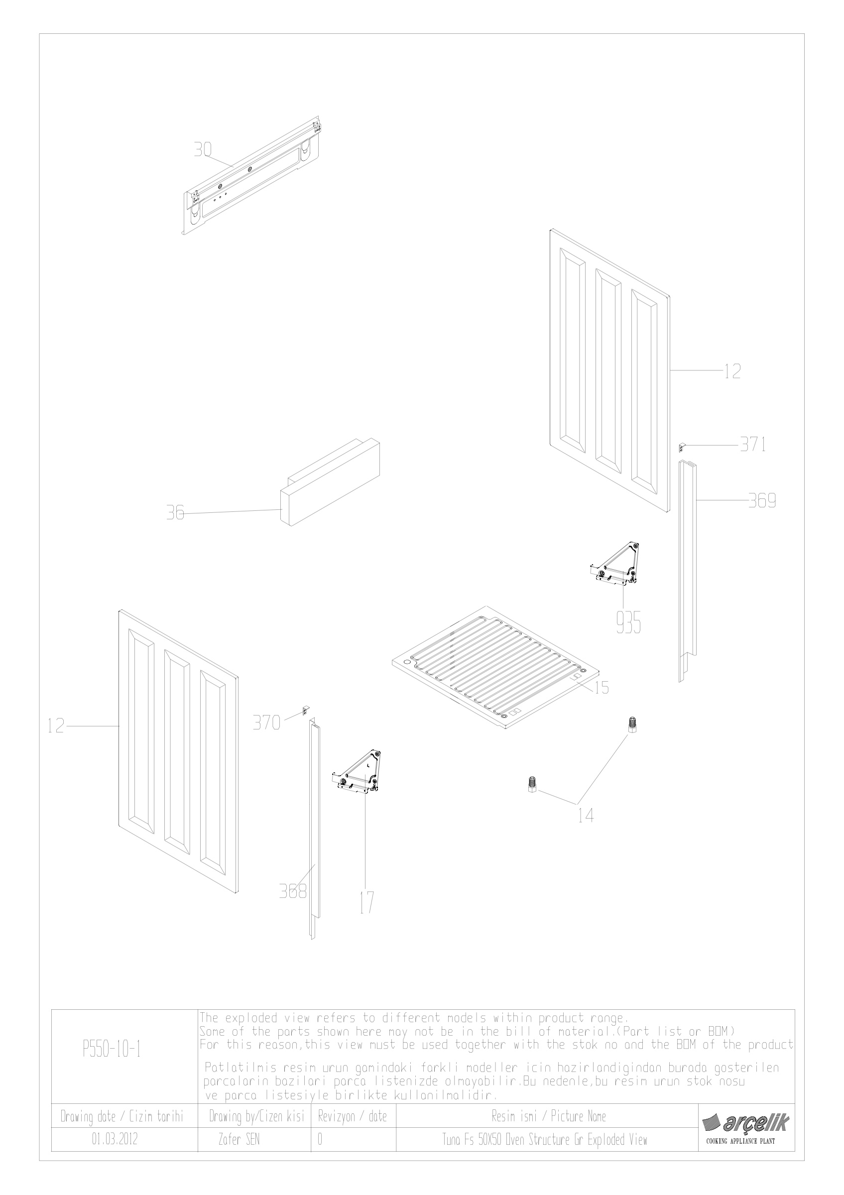 TUNA FS 50X50 OVEN STRUCTURE GR EXPLODED VIEW