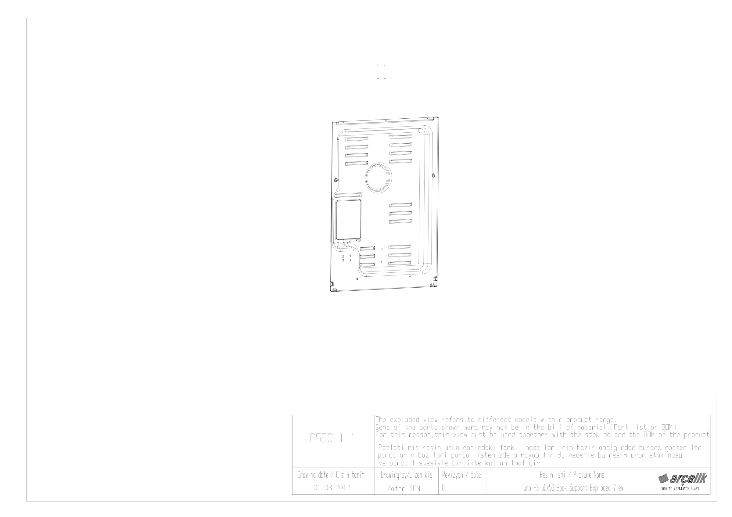 TUNA FS 50X50 BACK SUPPORT GR EXPLODED VIEW