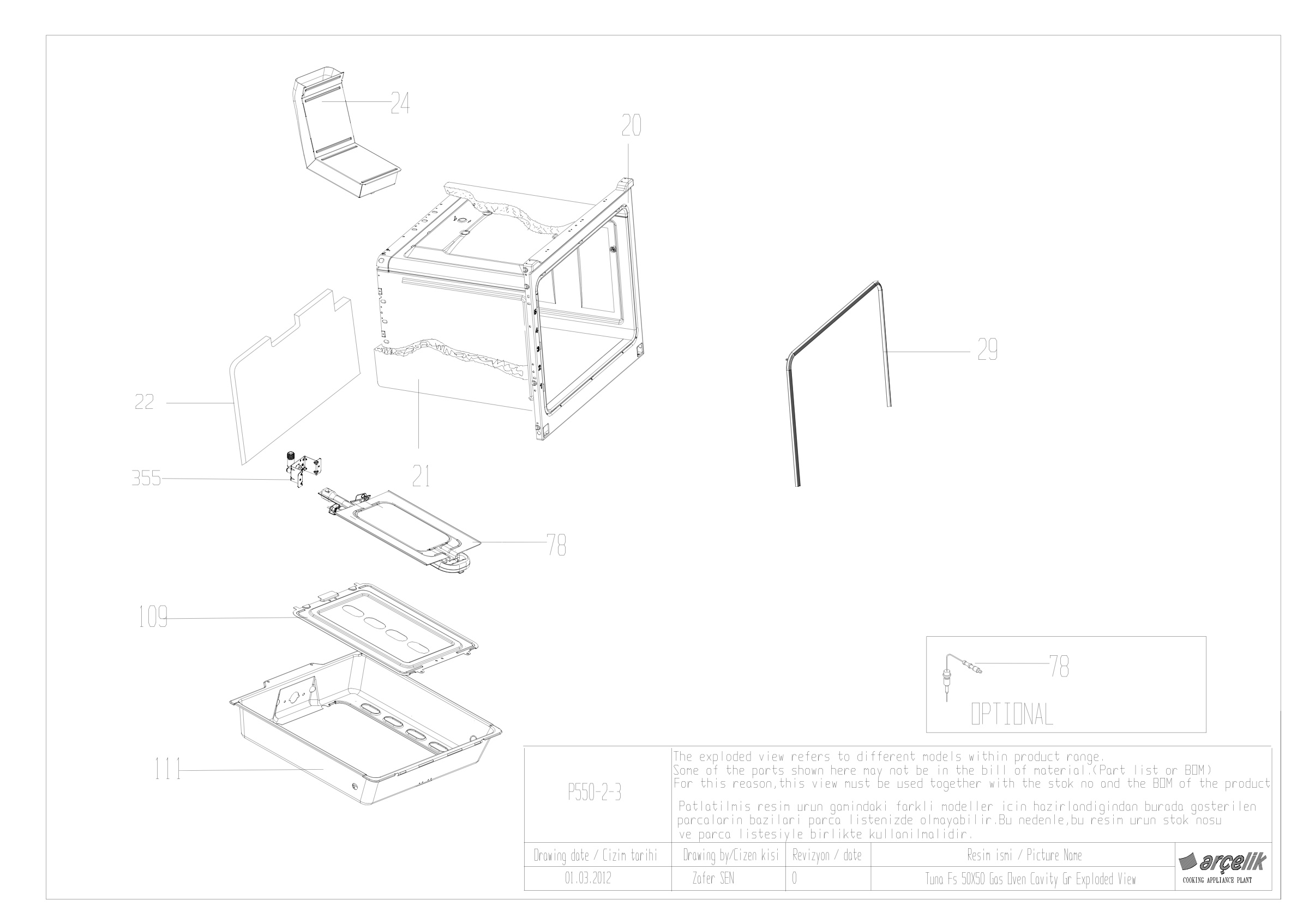 TUNA FS 50X50 OVEN CAVITY GR EXPLODED VIEW