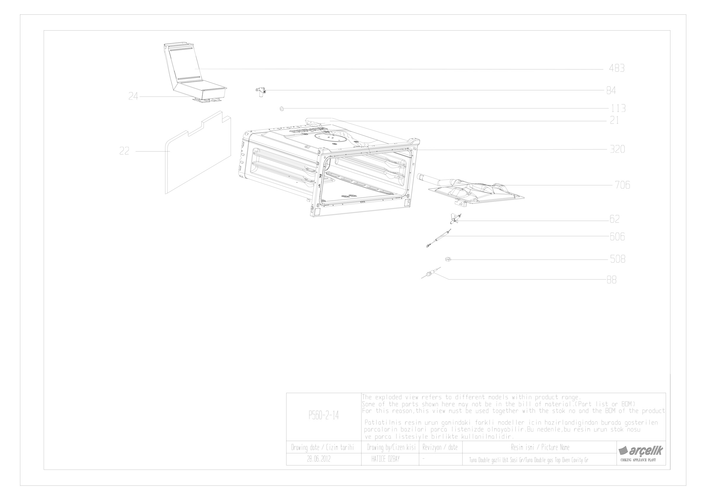 TUNA GAS TOP OVEN BODY GR.