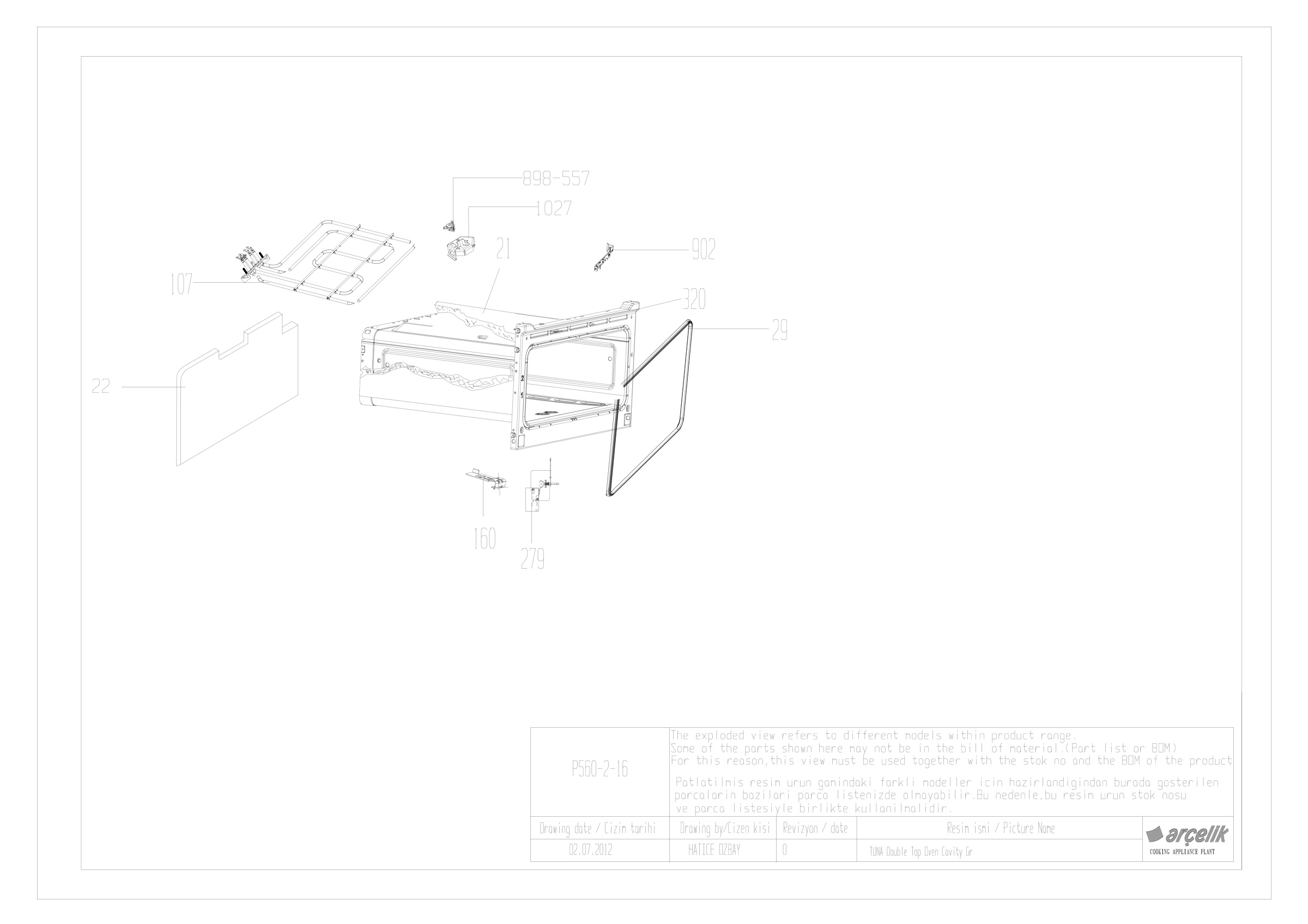 TUNA ELECTRICAL TOP OVEN BODY GR.
