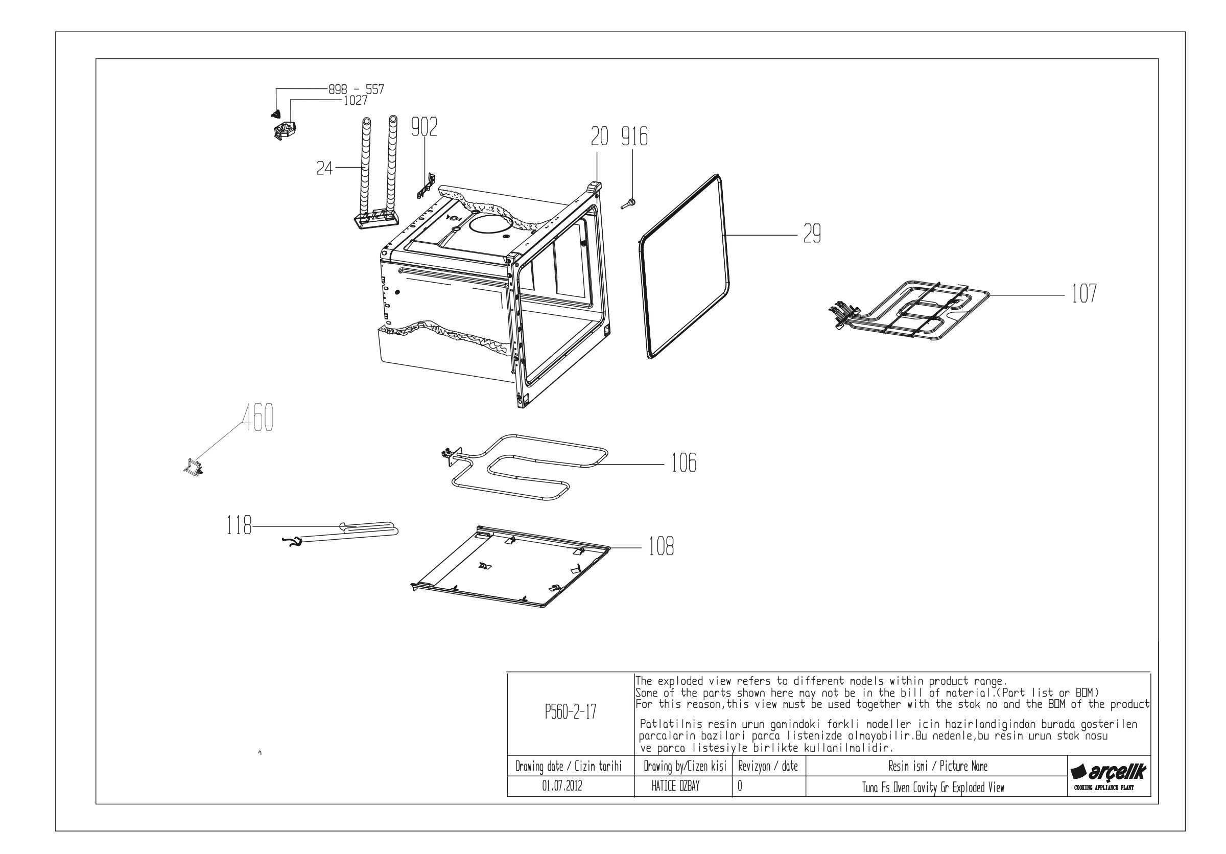 TUNA ELECTRICAL OVEN BODY GR.