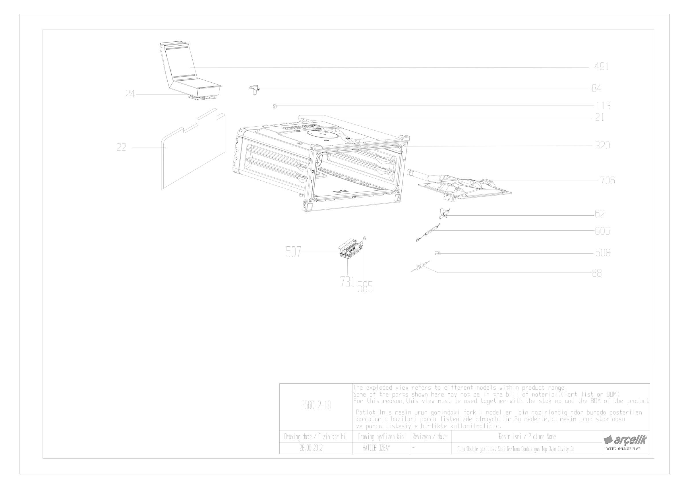 TUNA GAS TOP OVEN BODY GR.