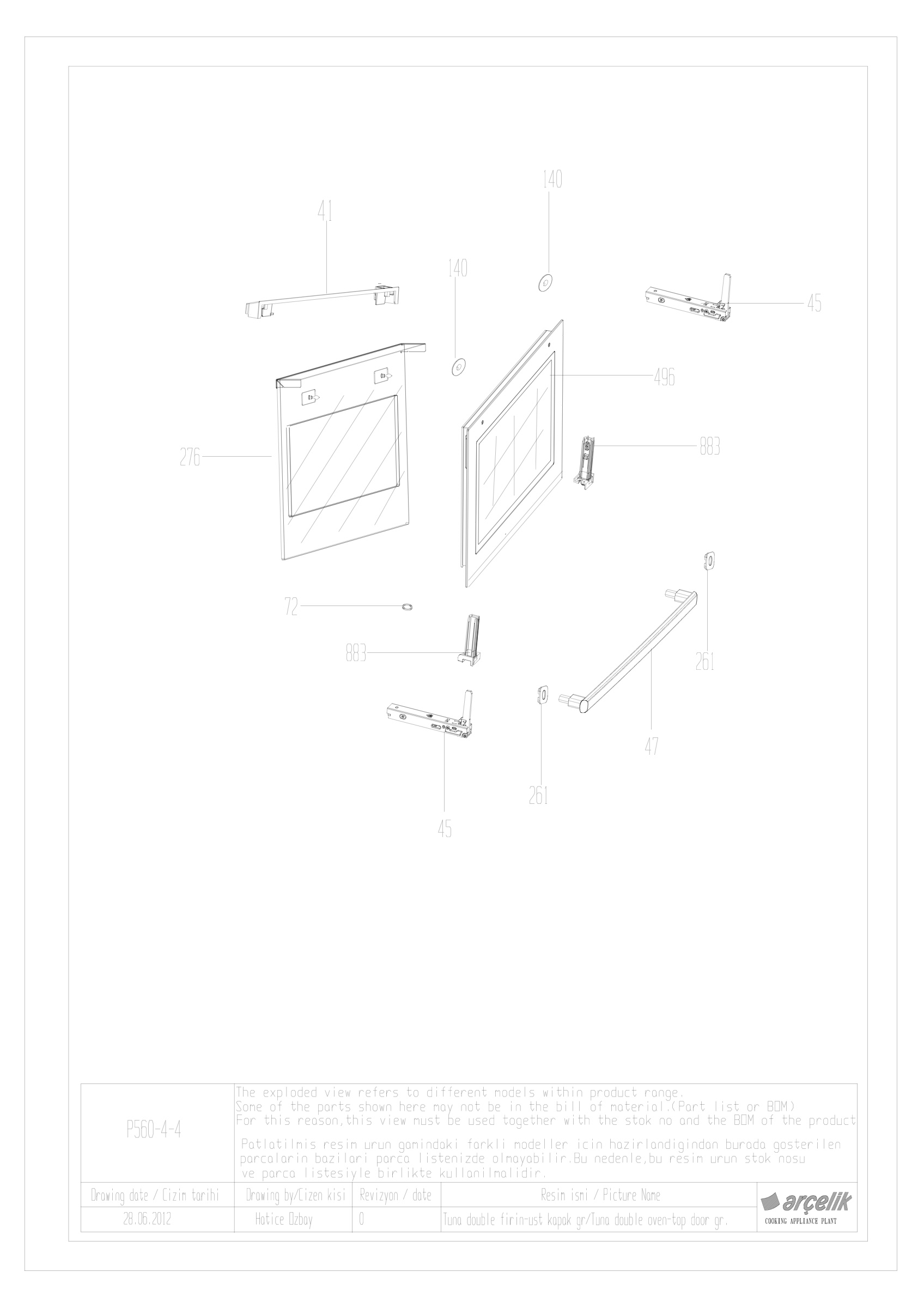 TUNA TOP OVEN DOOR GR.