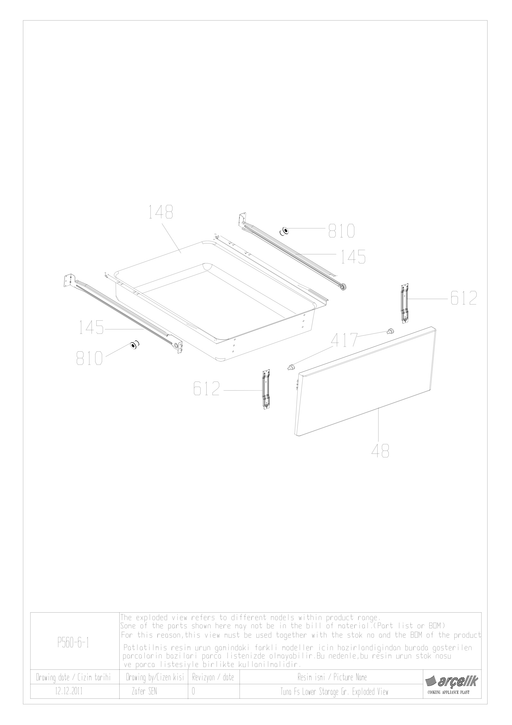 TUNA FS LOWER STORAGE DRAWER GR EXPLODED VIEW
