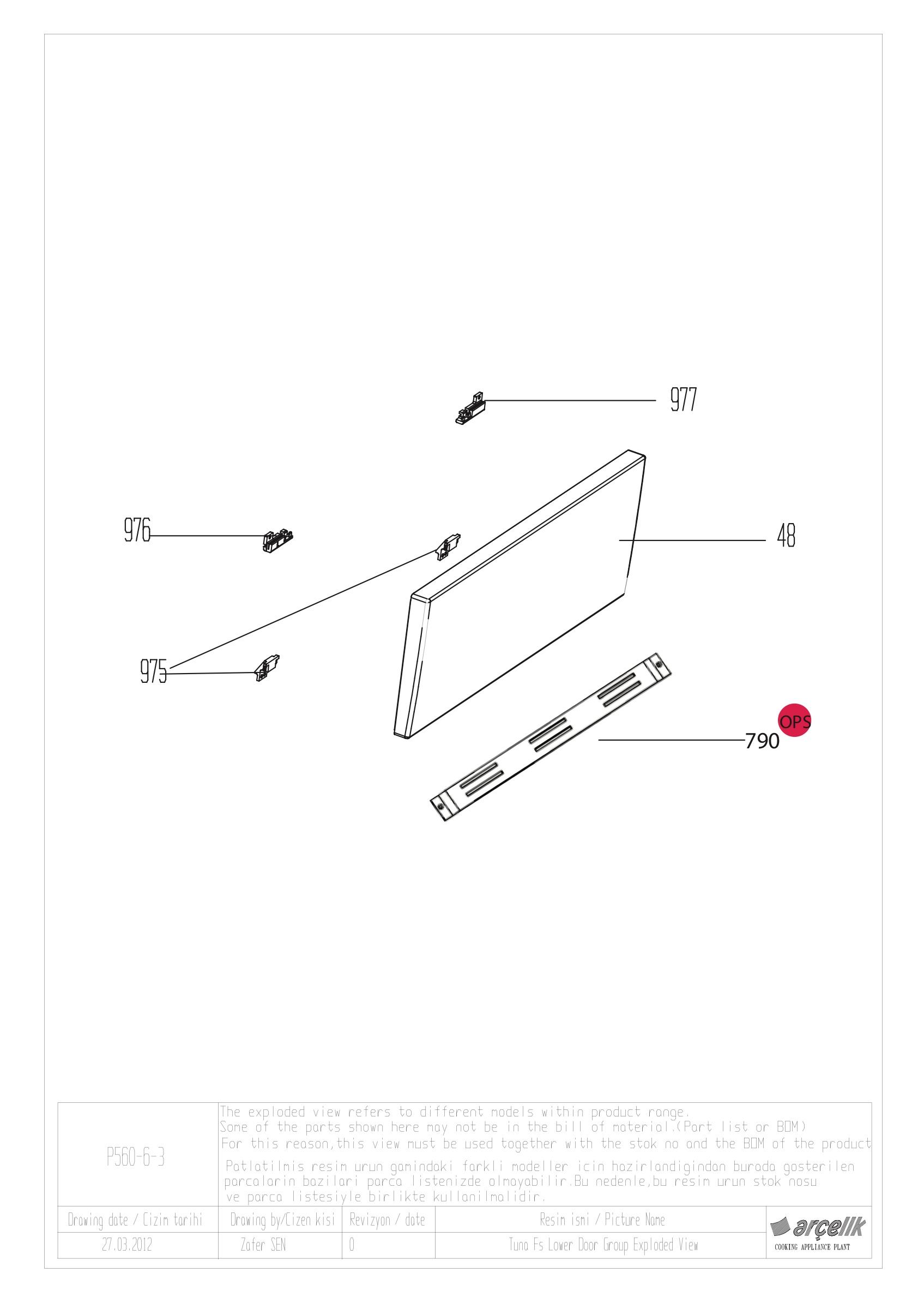 TUNA FS LOWER DOOR GR EXPLODED VIEW