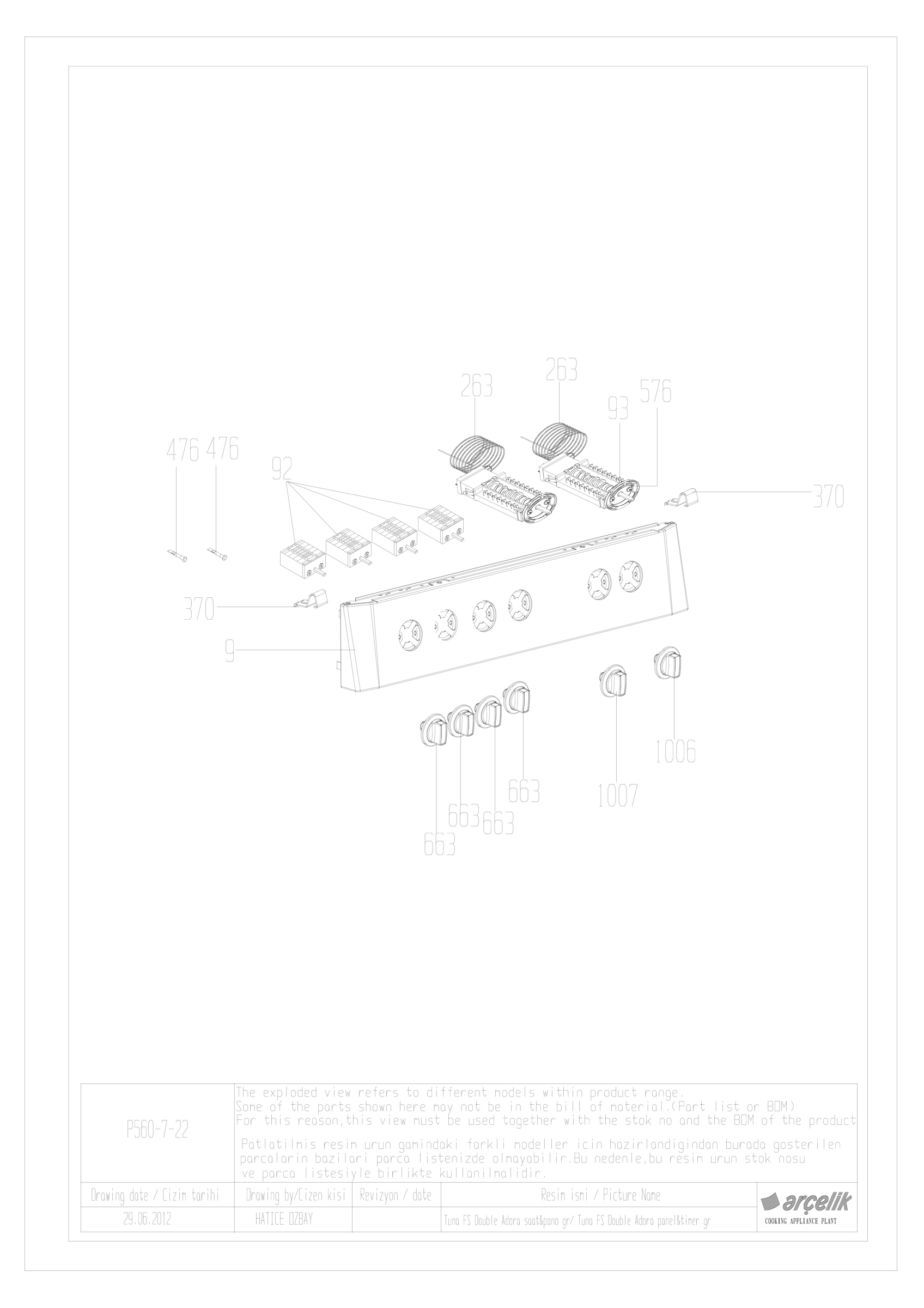 TUNA ELEKTRICAL OVEN PANEL GR.