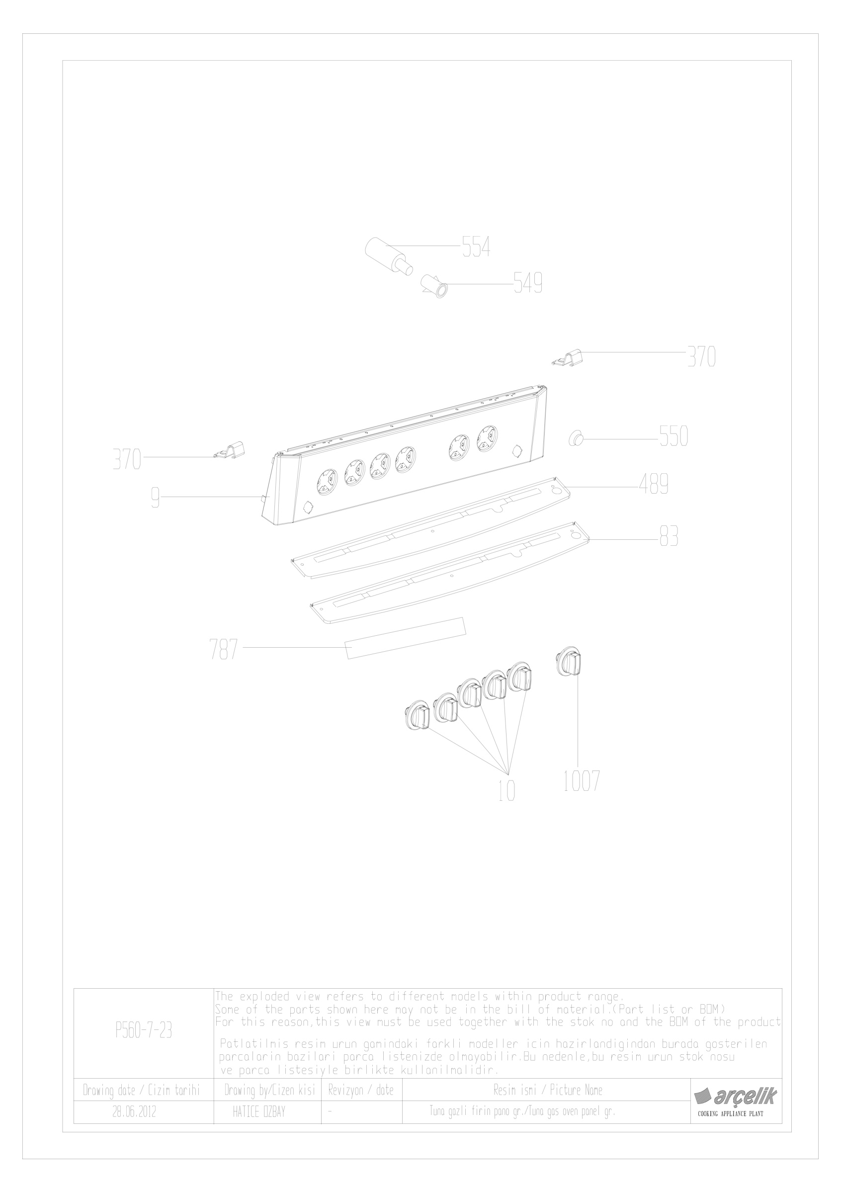 TUNA GAS OVEN PANEL GR.