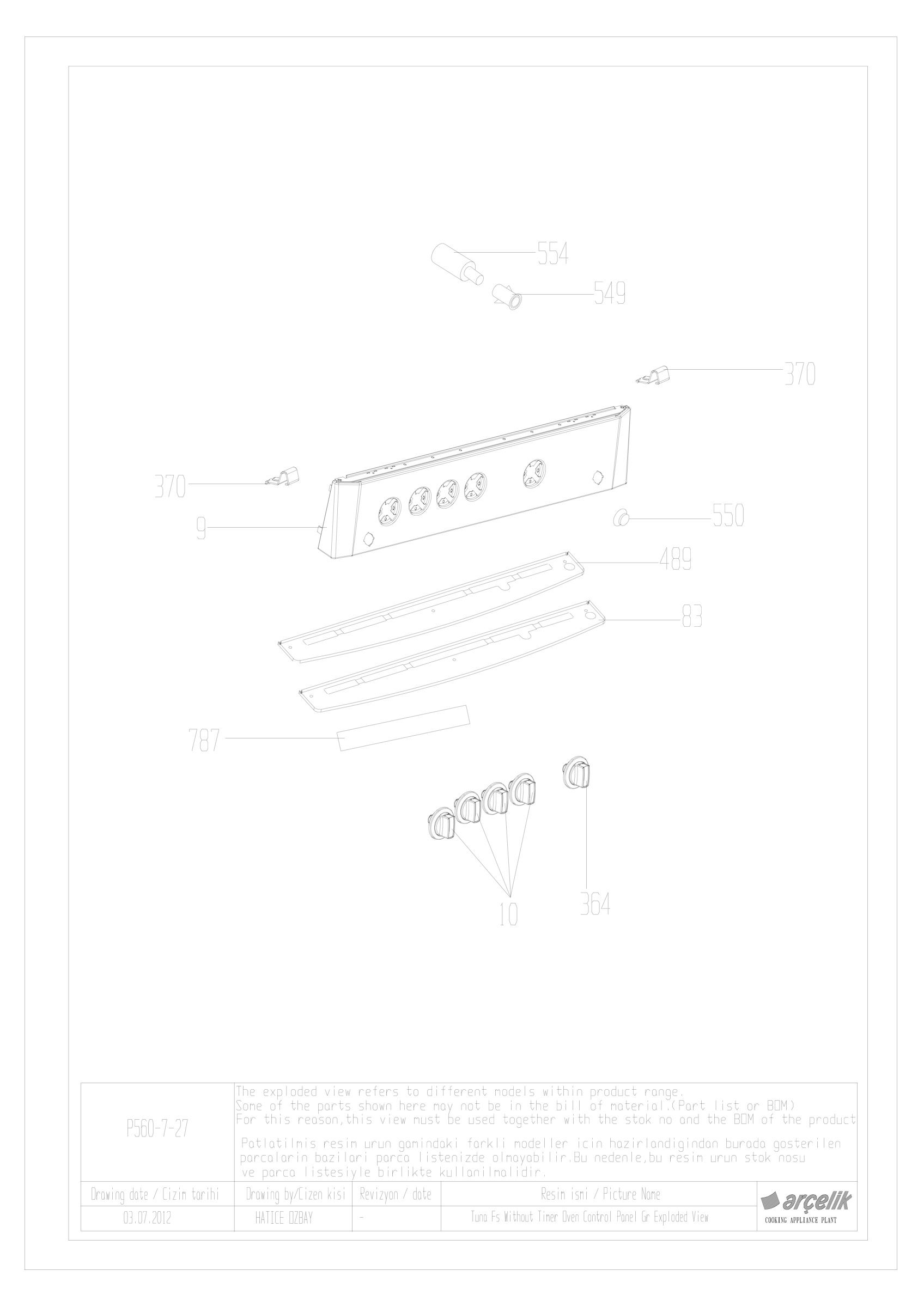 TUNA GAS OVEN PANEL GR.