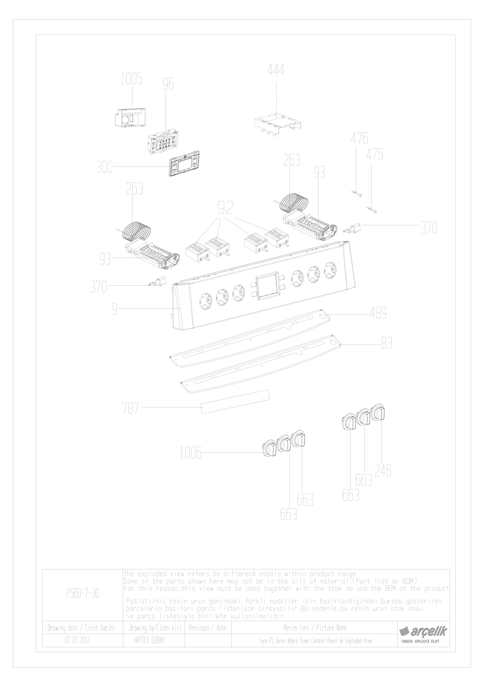 TUNA ELECTRICAL OVEN ADORA TIMER PANEL GR.