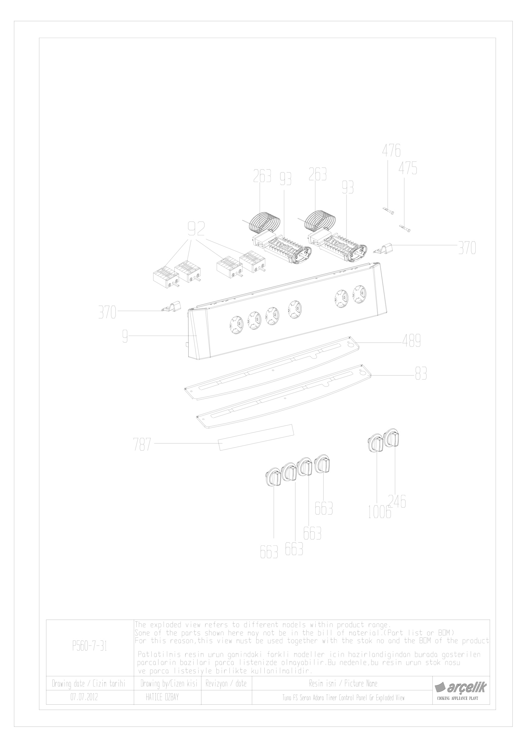 TUNA ELEKTRICAL OVEN PANEL GR.