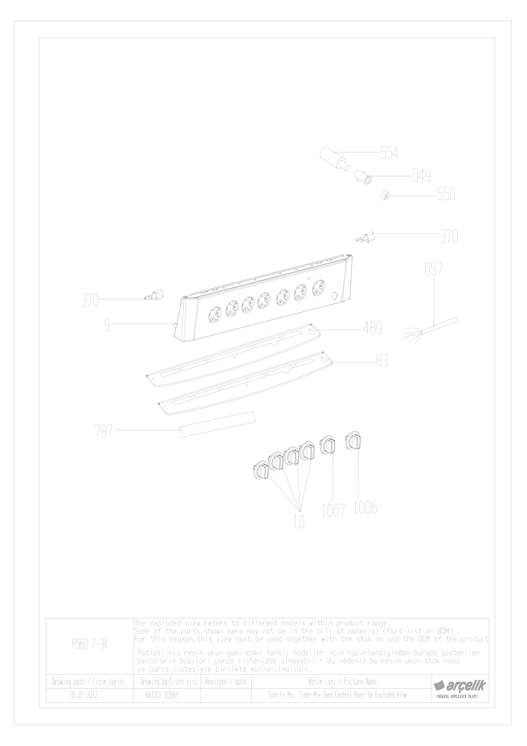 TUNA GAS OVEN PANEL GR.