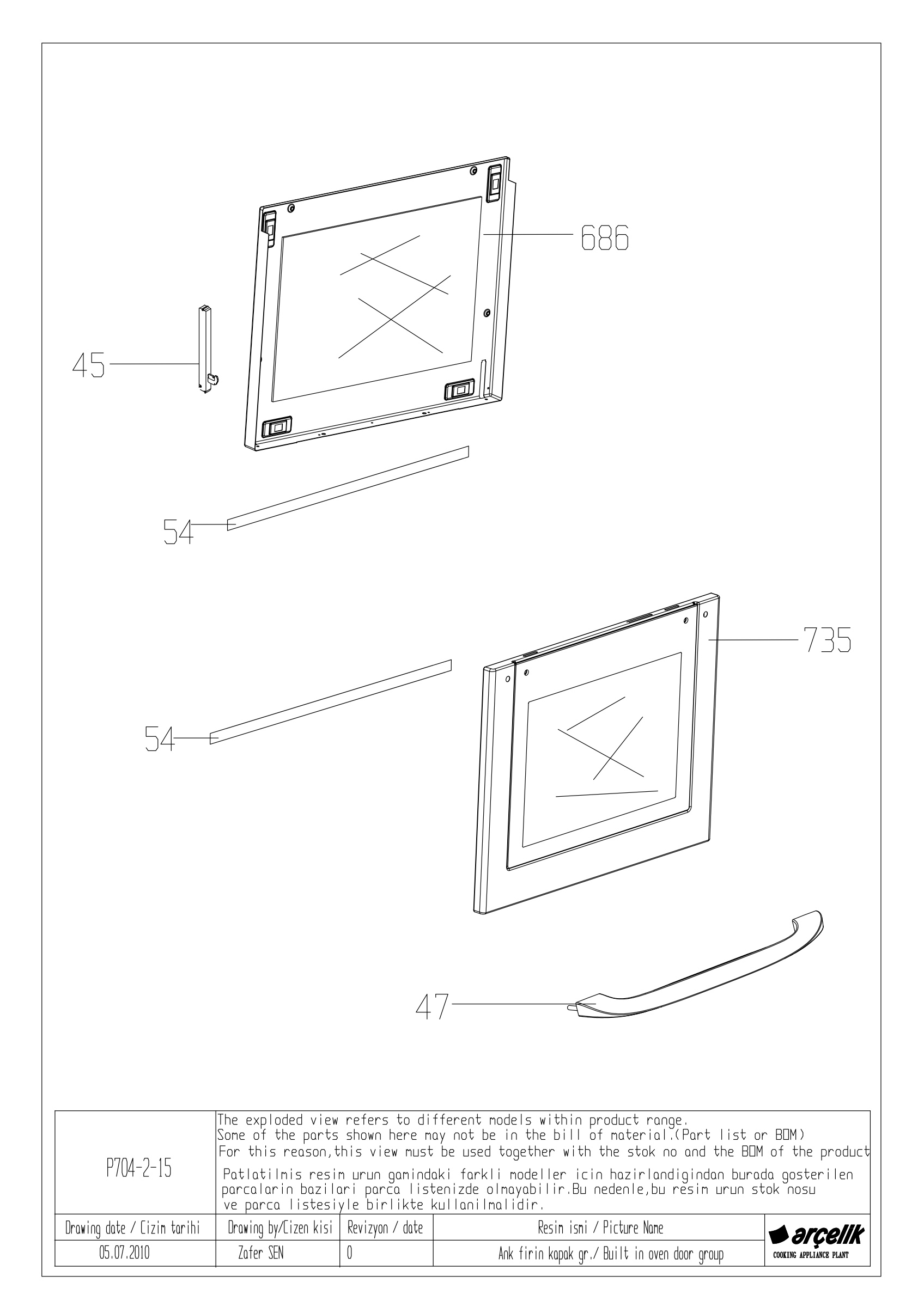 BUILT IN OVEN EXPLODED VIEW