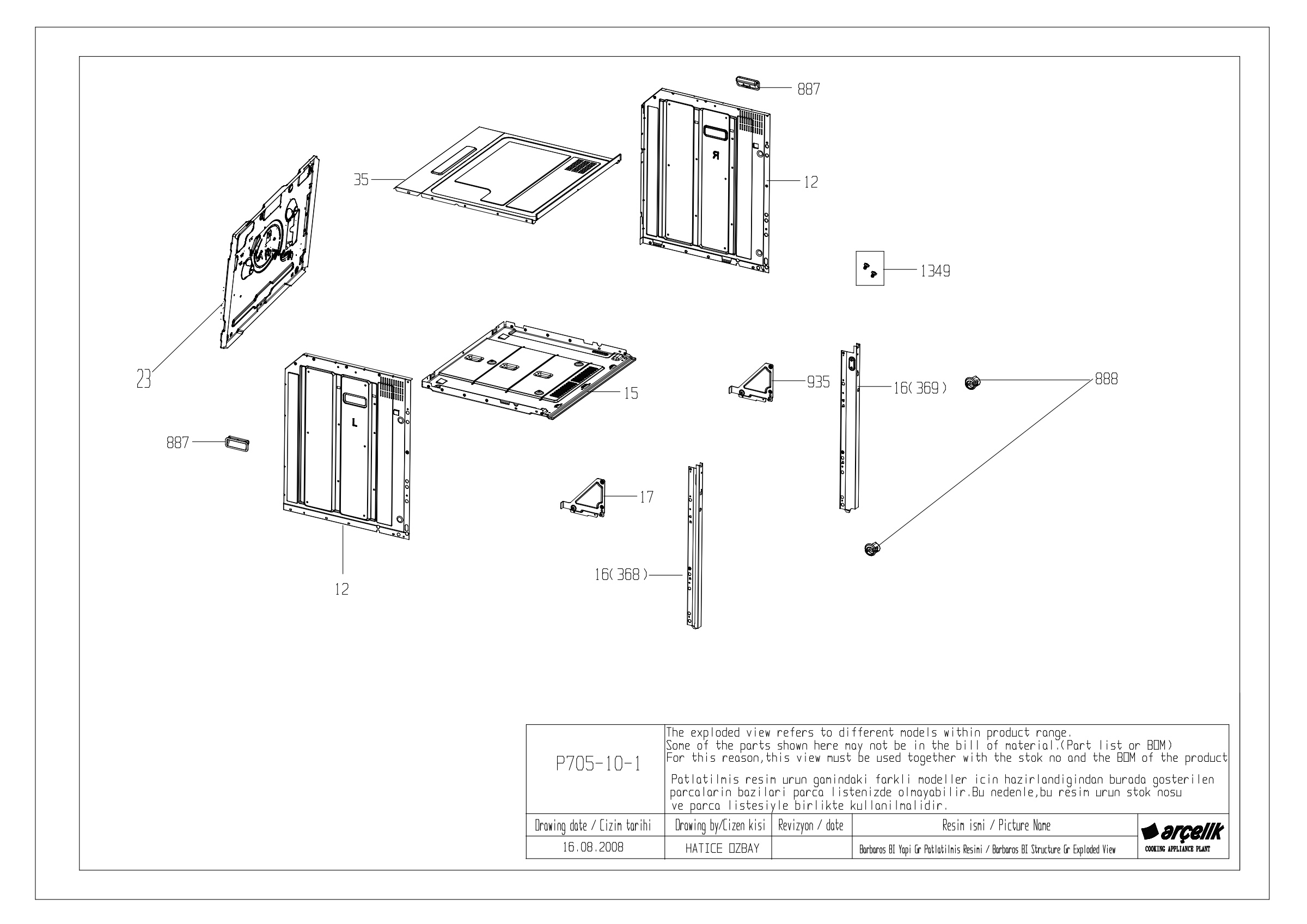 BARBAROS BI OVEN STRUCTURE GR EXPLODED VIEW