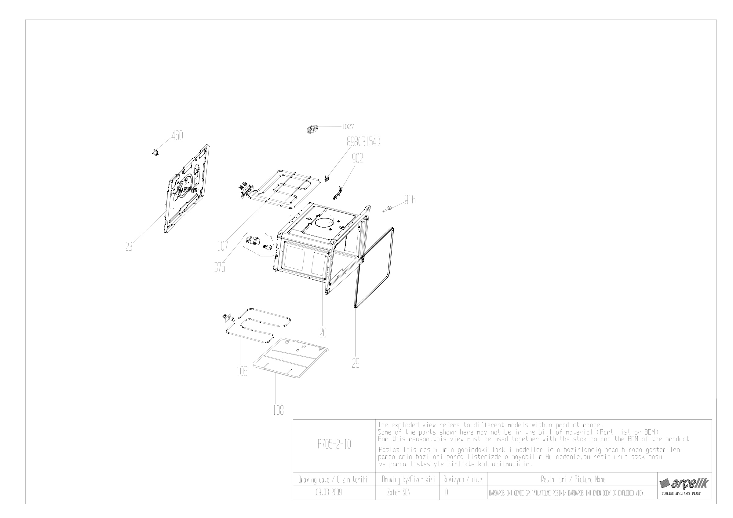 BARBAROS BI OVEN BODY GR EXPLODED VIEW